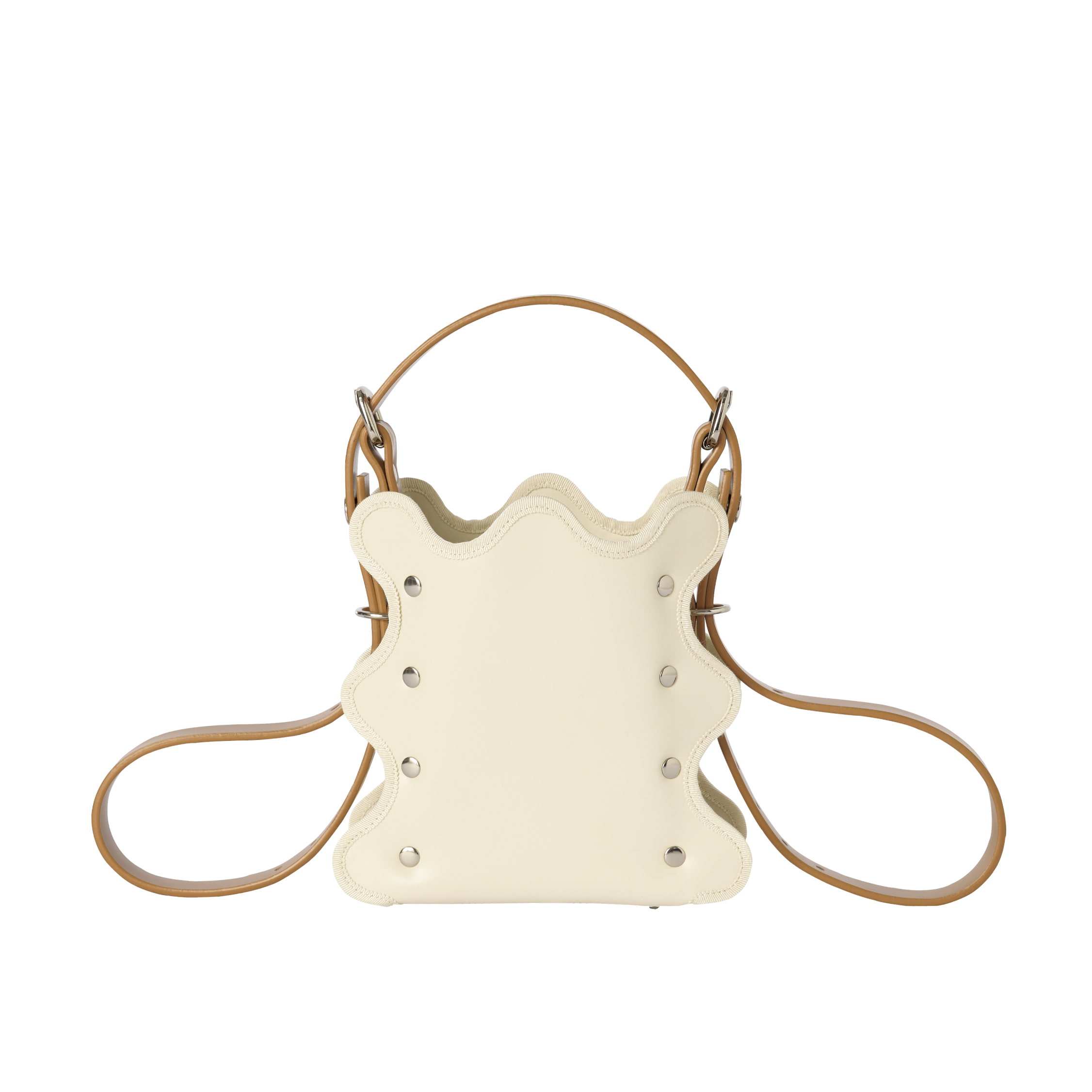 nori enomoto mardi matin petit 3WAY仕様のレザーバッグ。ハンド・ショルダー・クロスボディに対応。ロゴ入りアジャスタブルベルト付き。