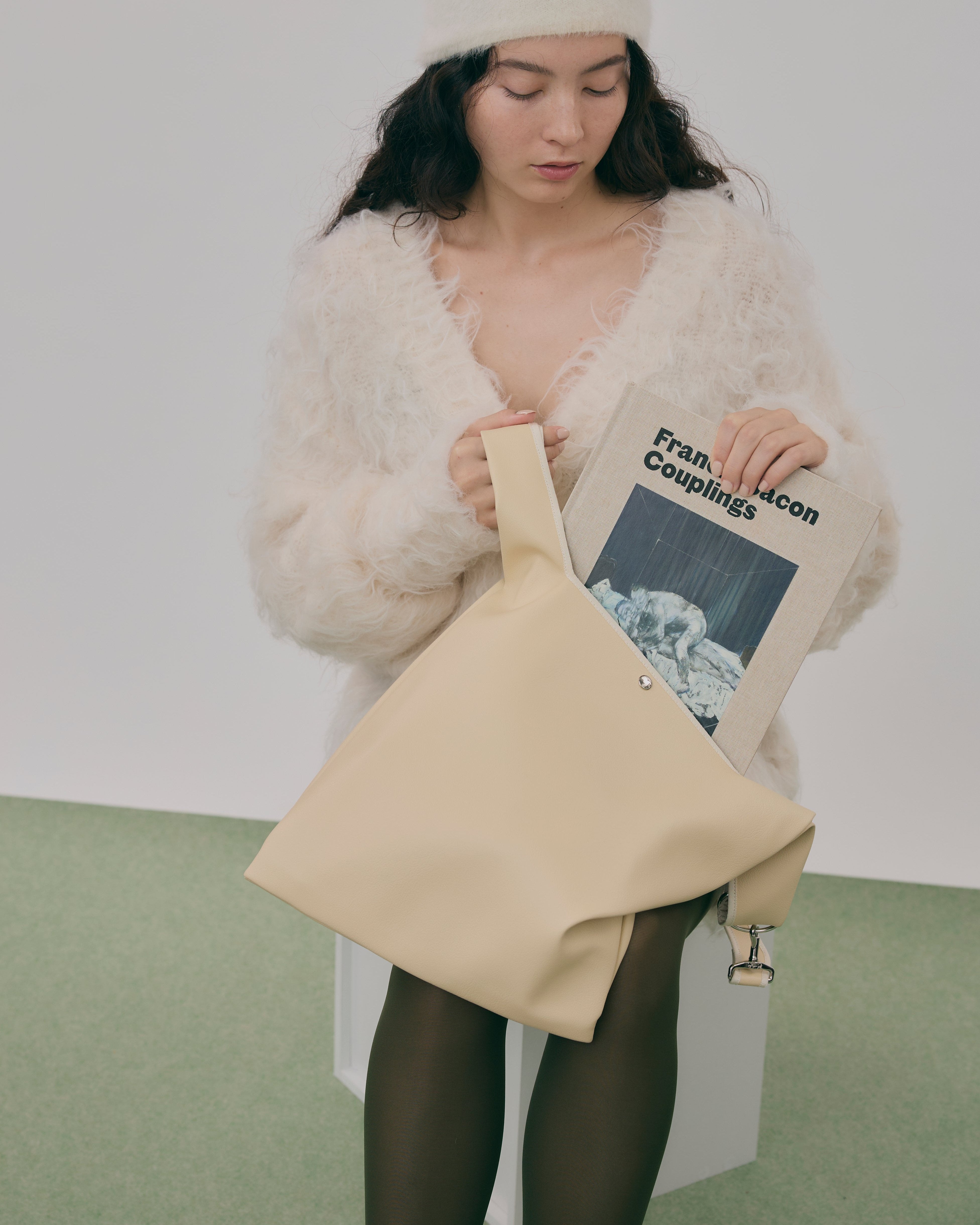 wave tote bag / black leather – nori enomoto