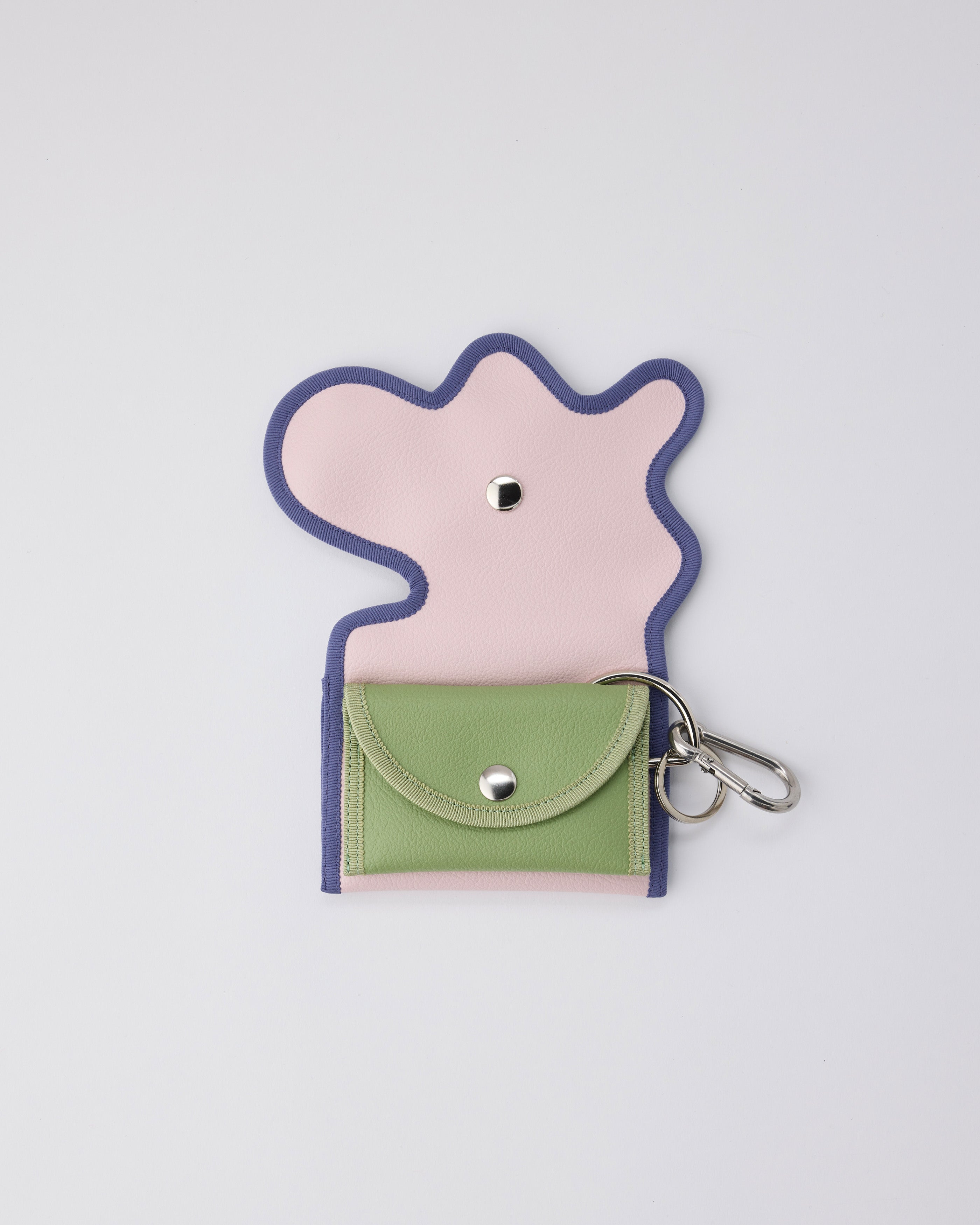 broken wave purse A / powder pink × moss green – nori enomoto
