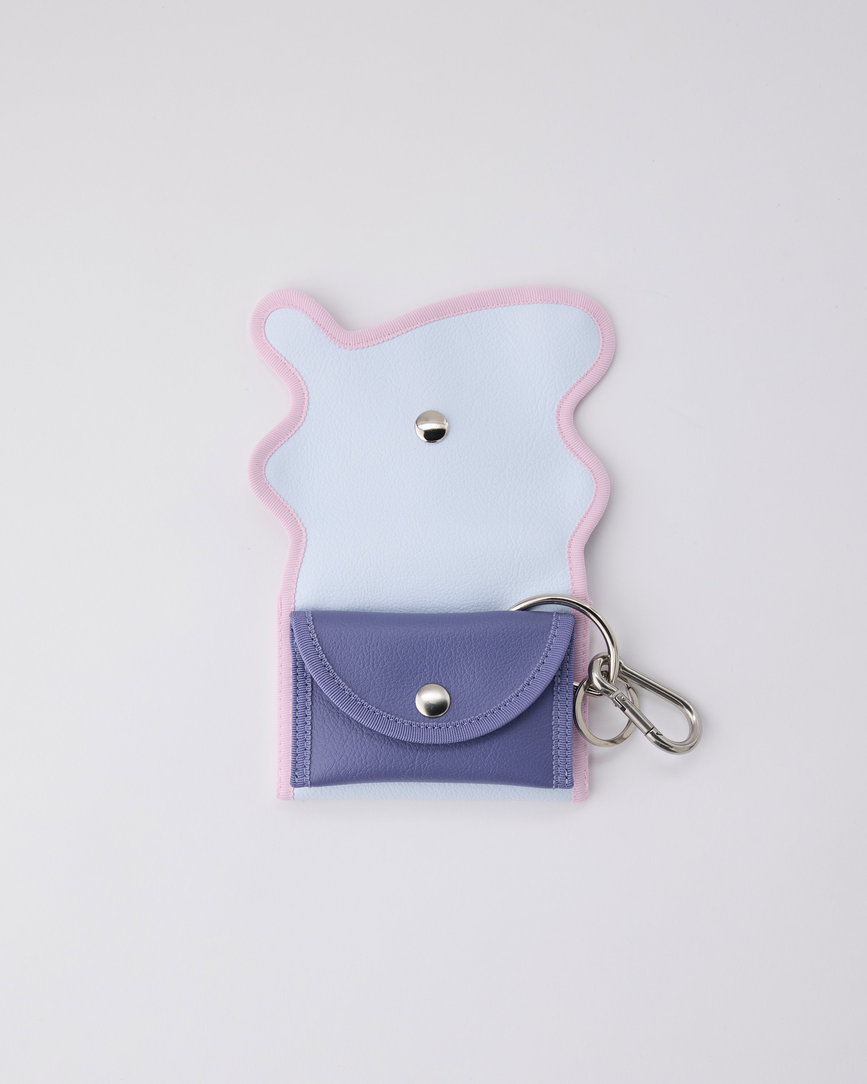 broken wave purse D / white blue × pansy – nori enomoto