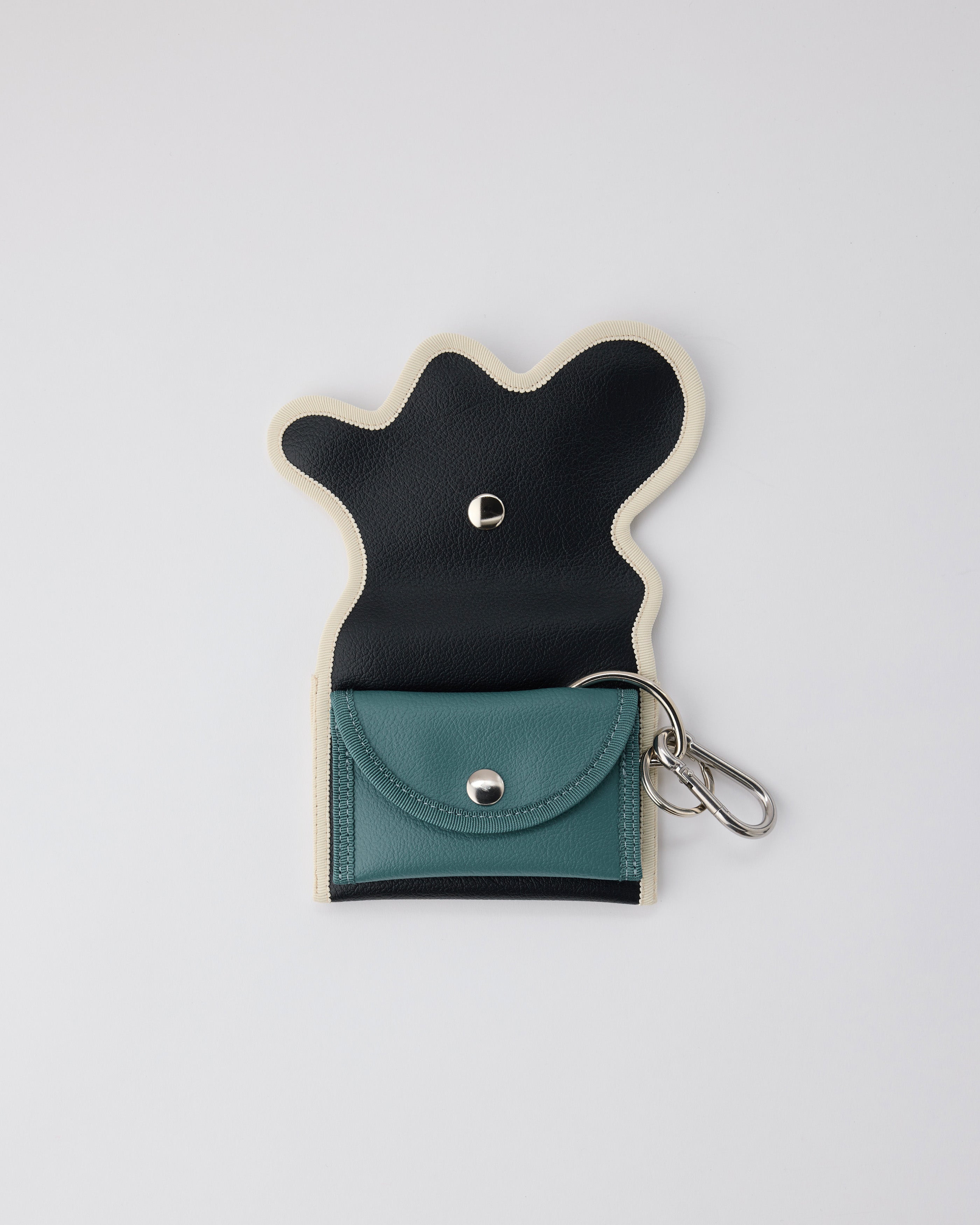 broken wave purse F / black × teal – nori enomoto