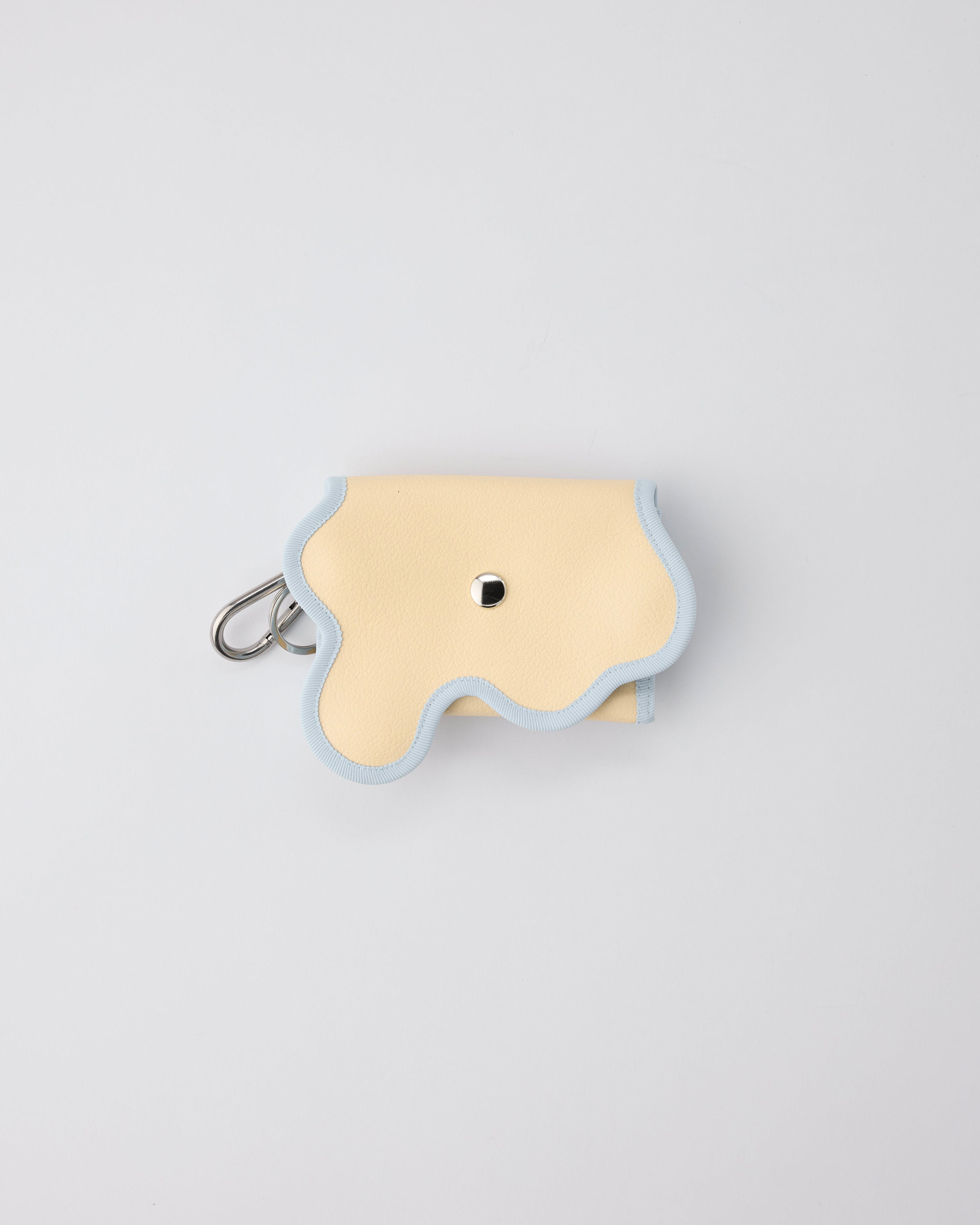 broken wave purse H / ecru beige × teal – nori enomoto