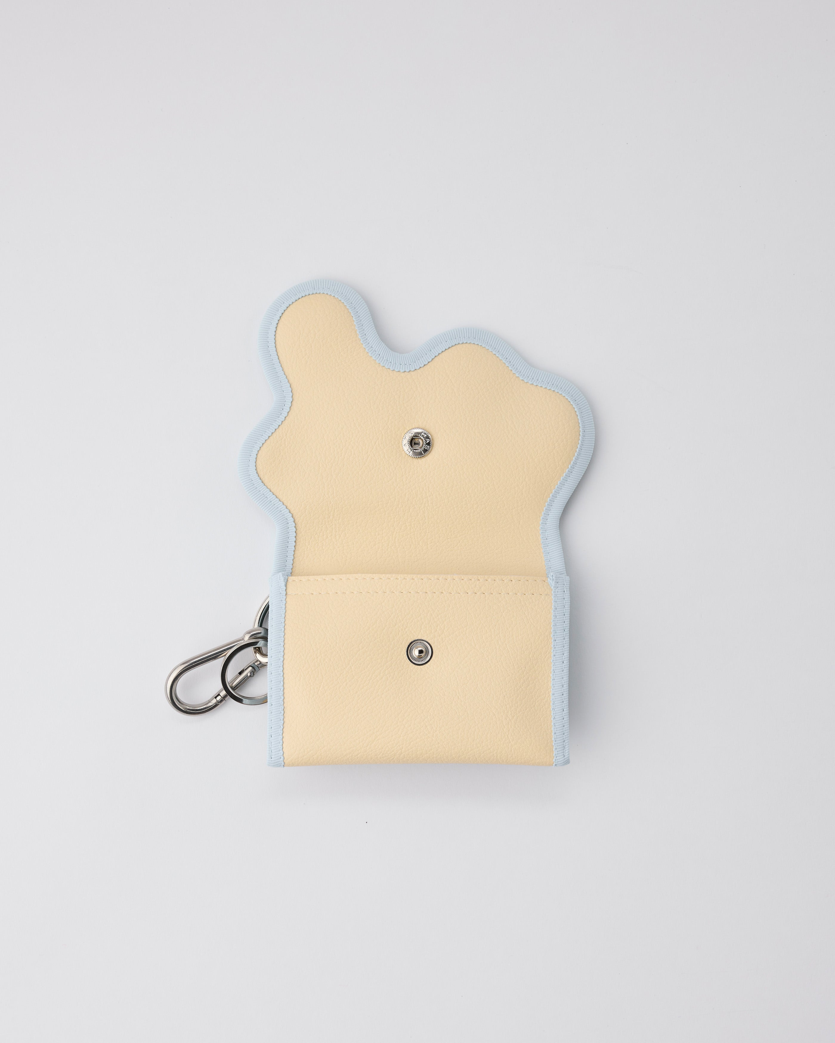 broken wave purse H / ecru beige × teal – nori enomoto