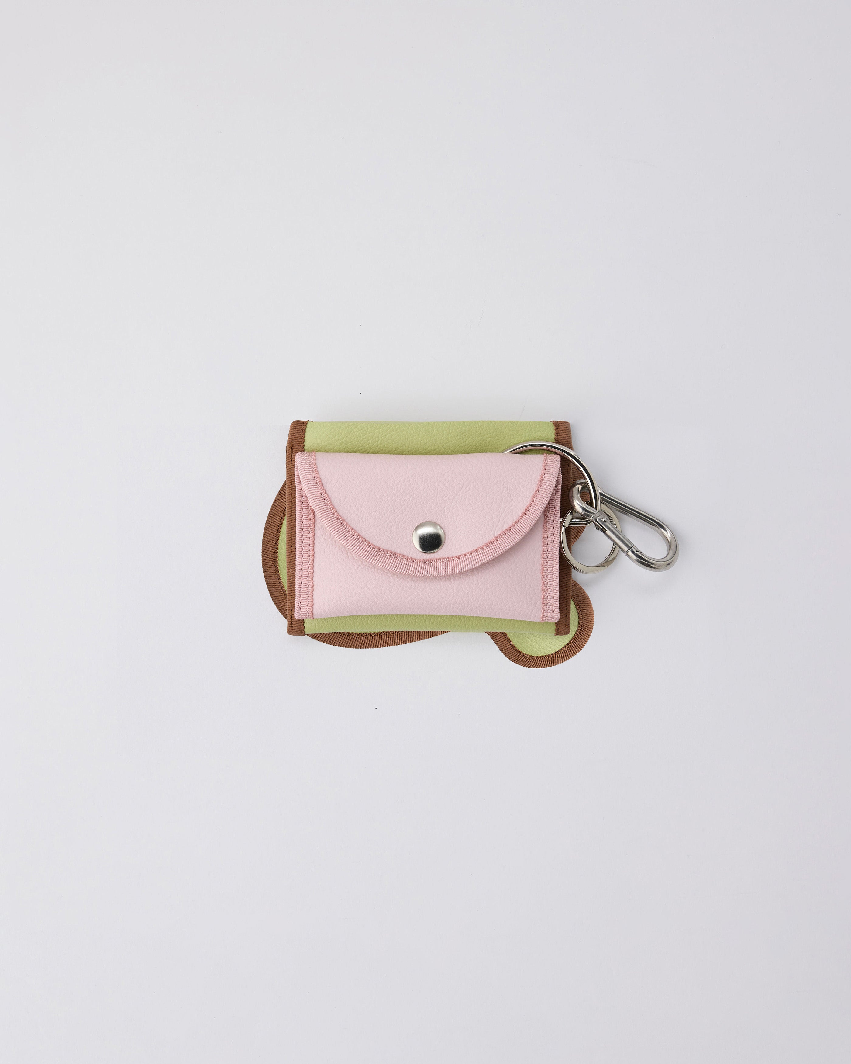 broken wave purse A / powder pink × moss green – nori enomoto