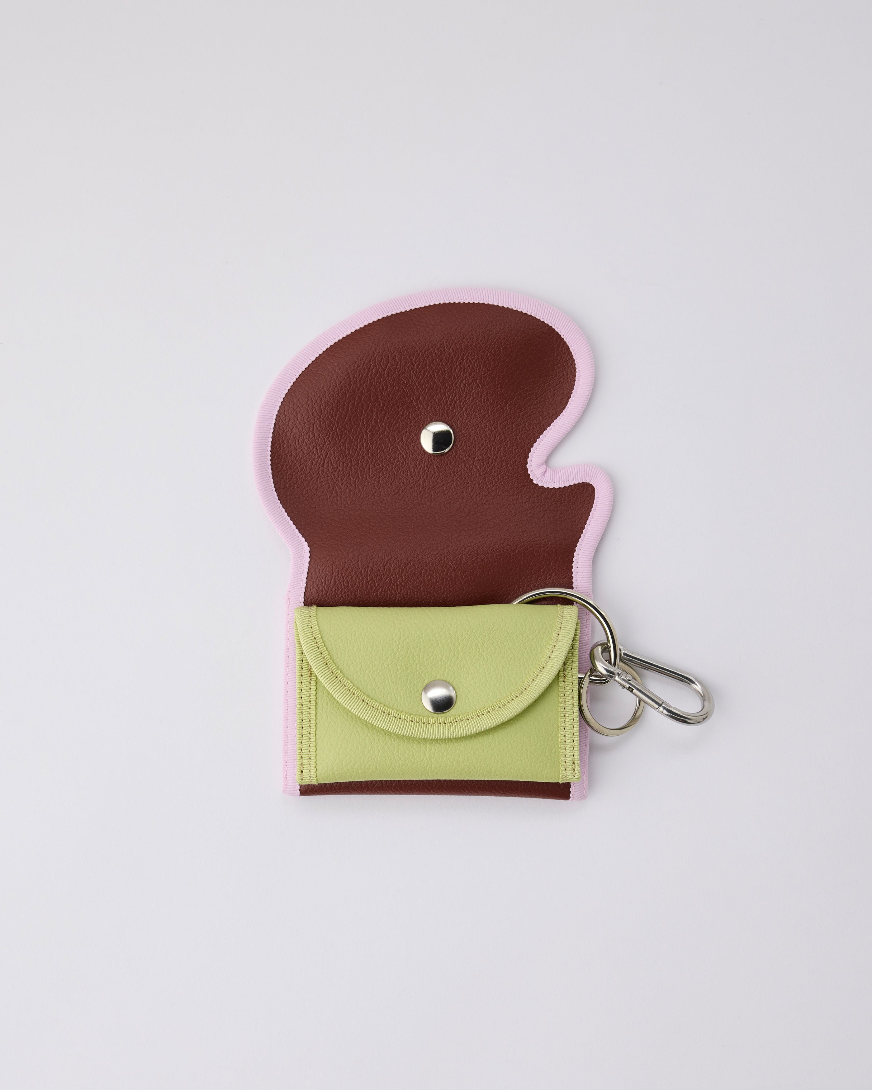 broken wave purse P / maroon × pistachio – nori enomoto