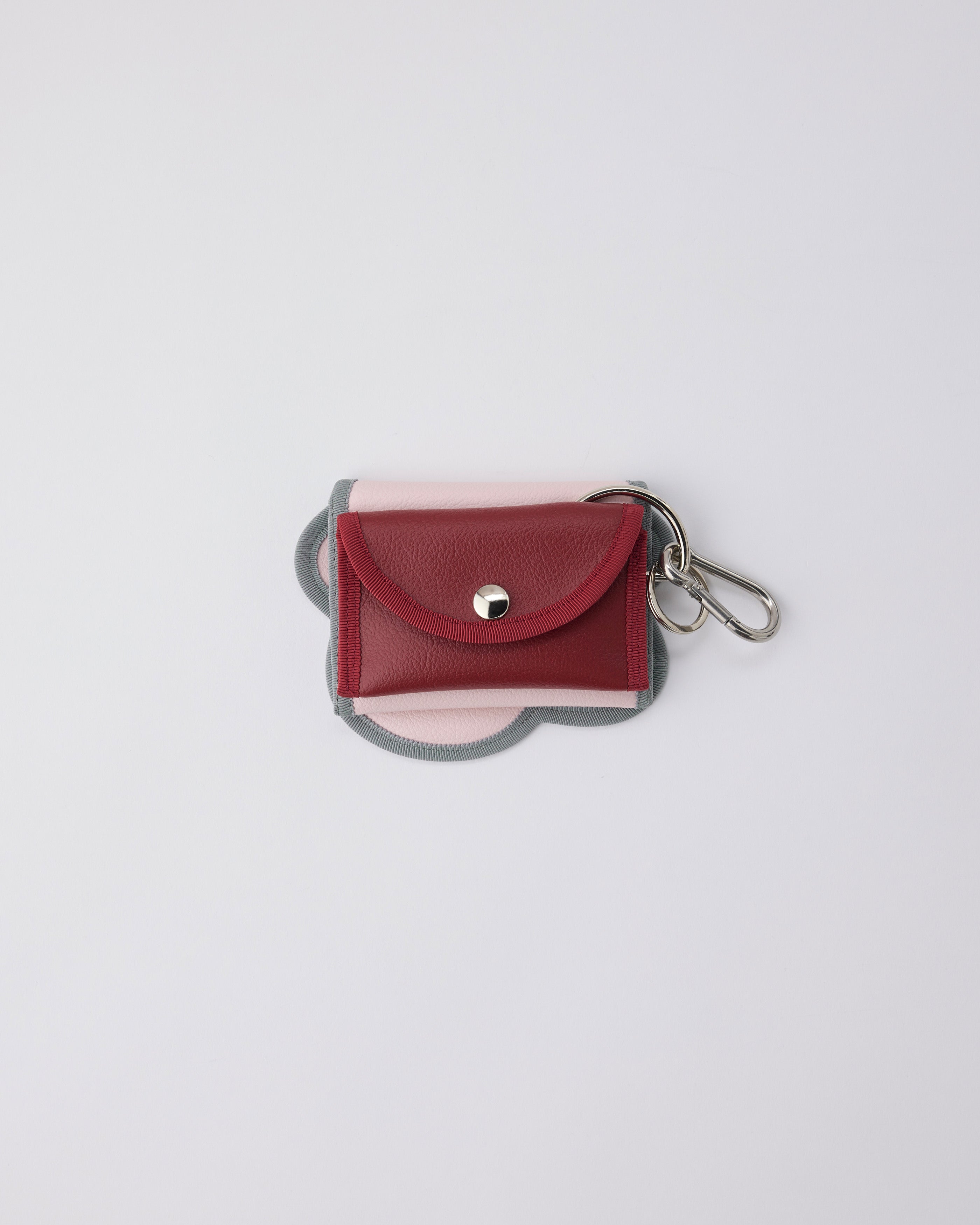broken wave purse S / powder pink × bordeaux – nori enomoto