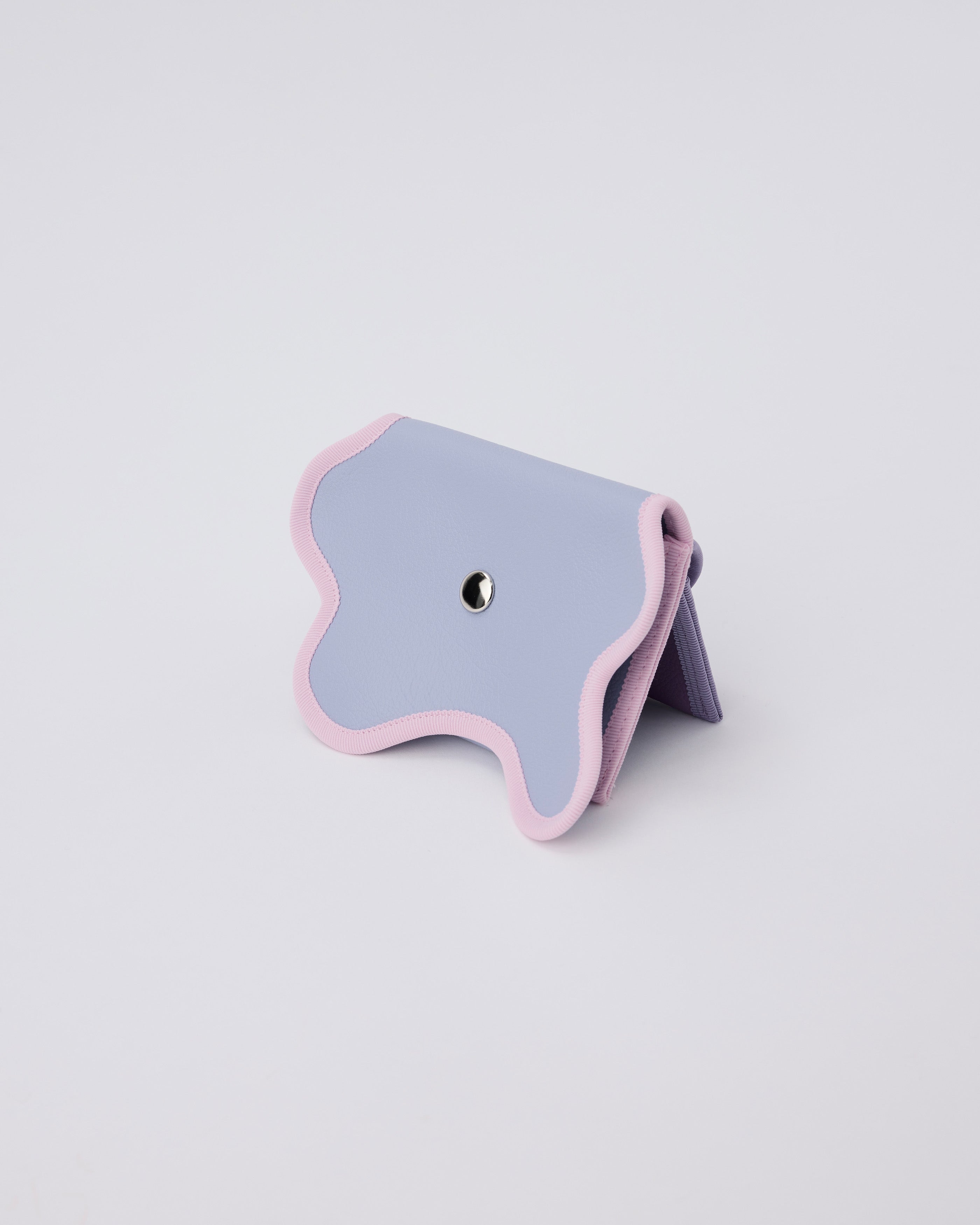 broken wave purse A / powder pink × moss green – nori enomoto