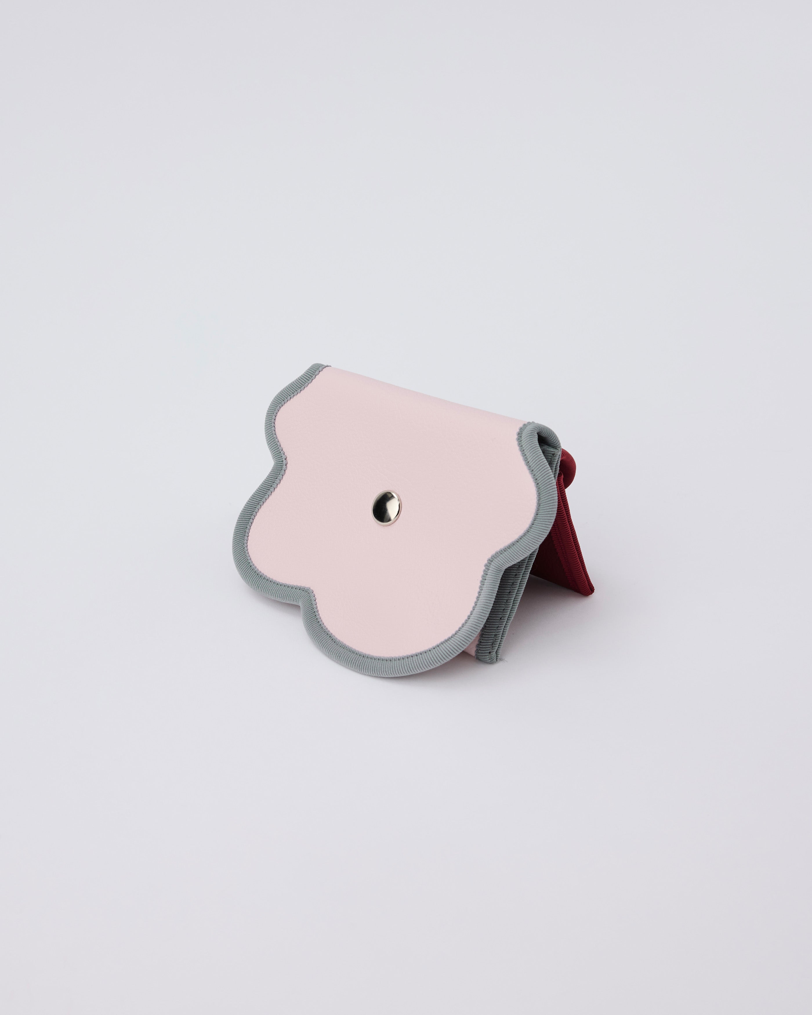 broken wave purse S / powder pink × bordeaux – nori enomoto
