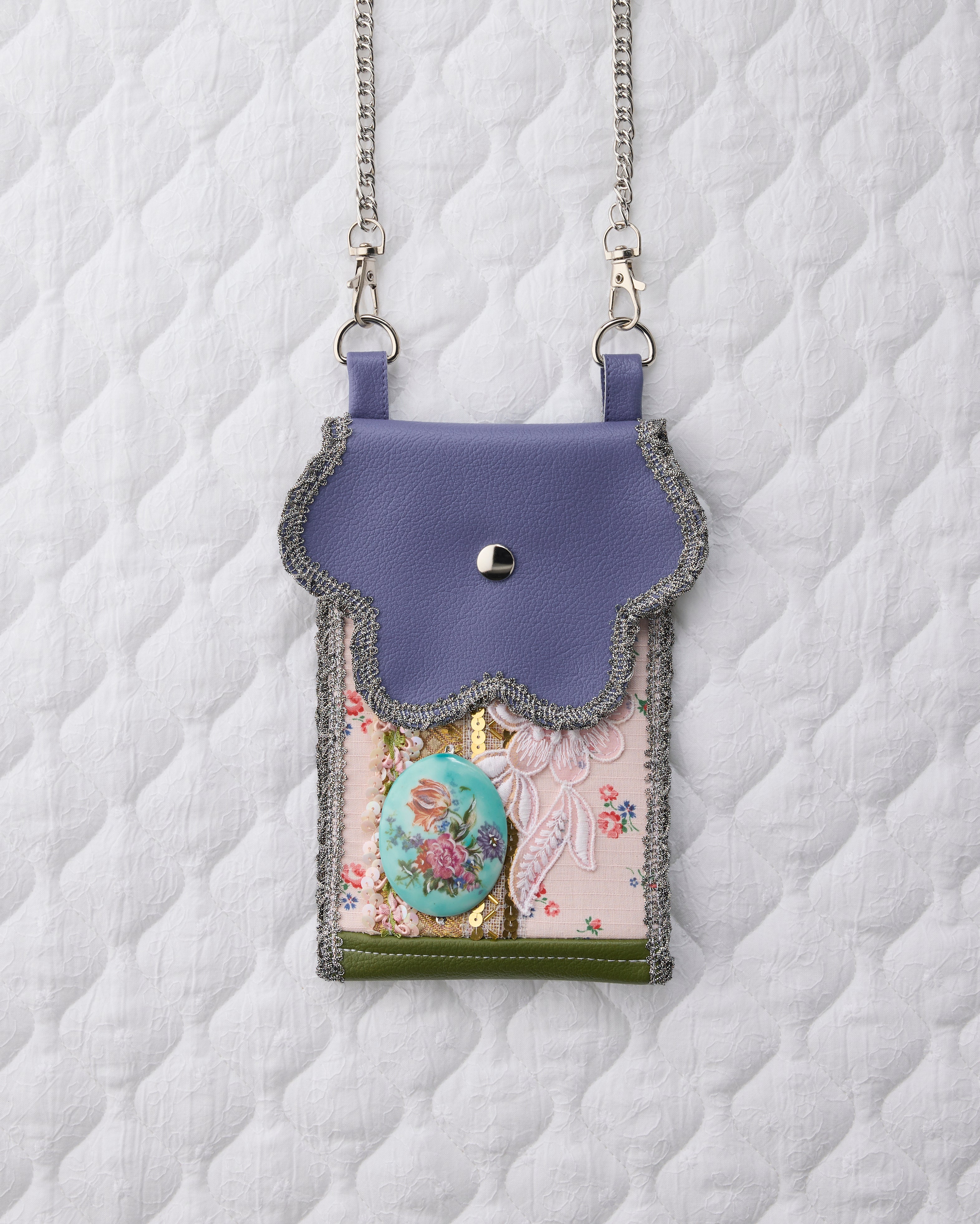 ノリエノモト paris special twinkle wave phone holder パリスペ 限定 スマホショルダー 前後ポケット付き ヴィンテージリボン