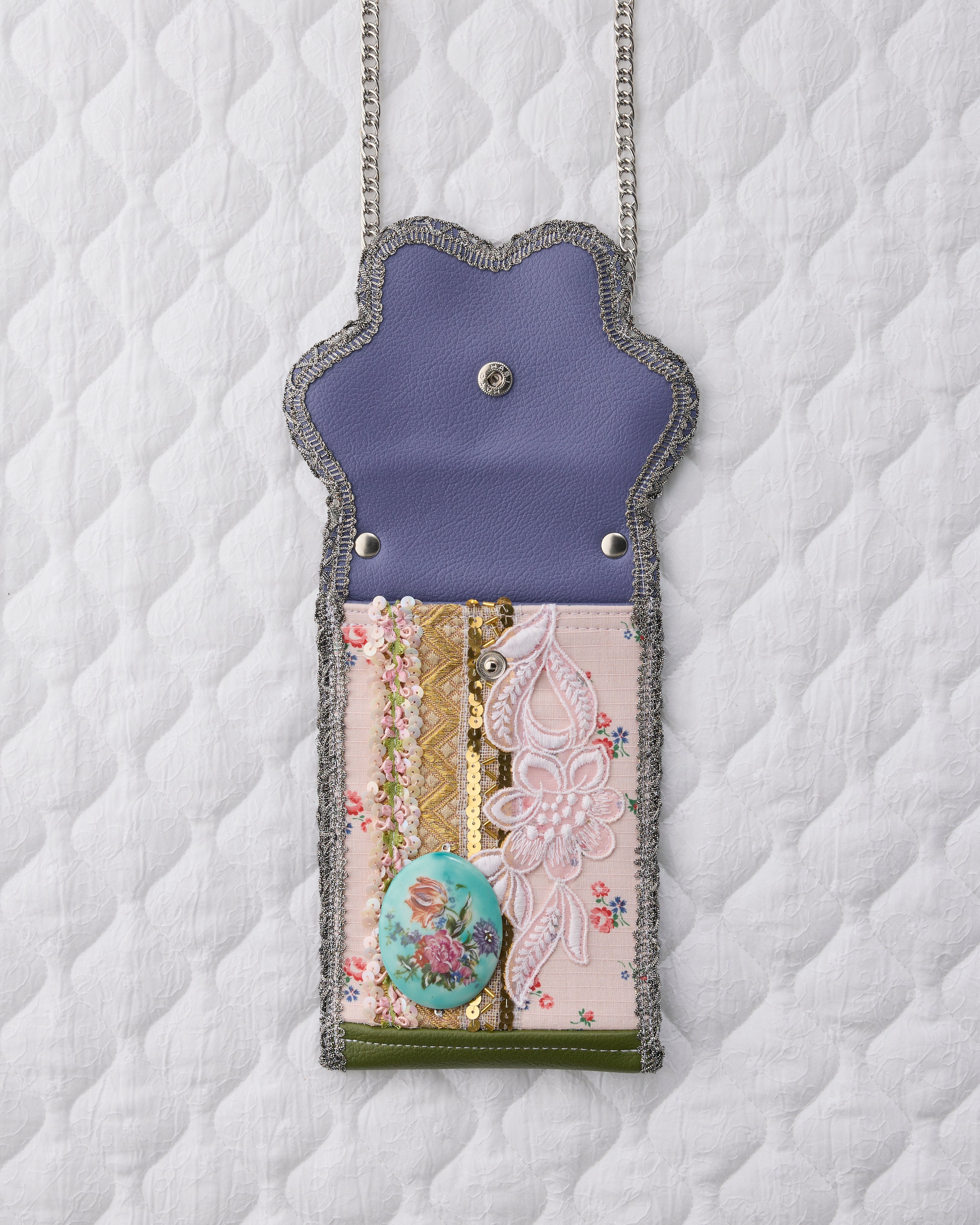 ノリエノモト paris special twinkle wave phone holder パリスペ 限定 スマホショルダー 前後ポケット付き ヴィンテージリボン