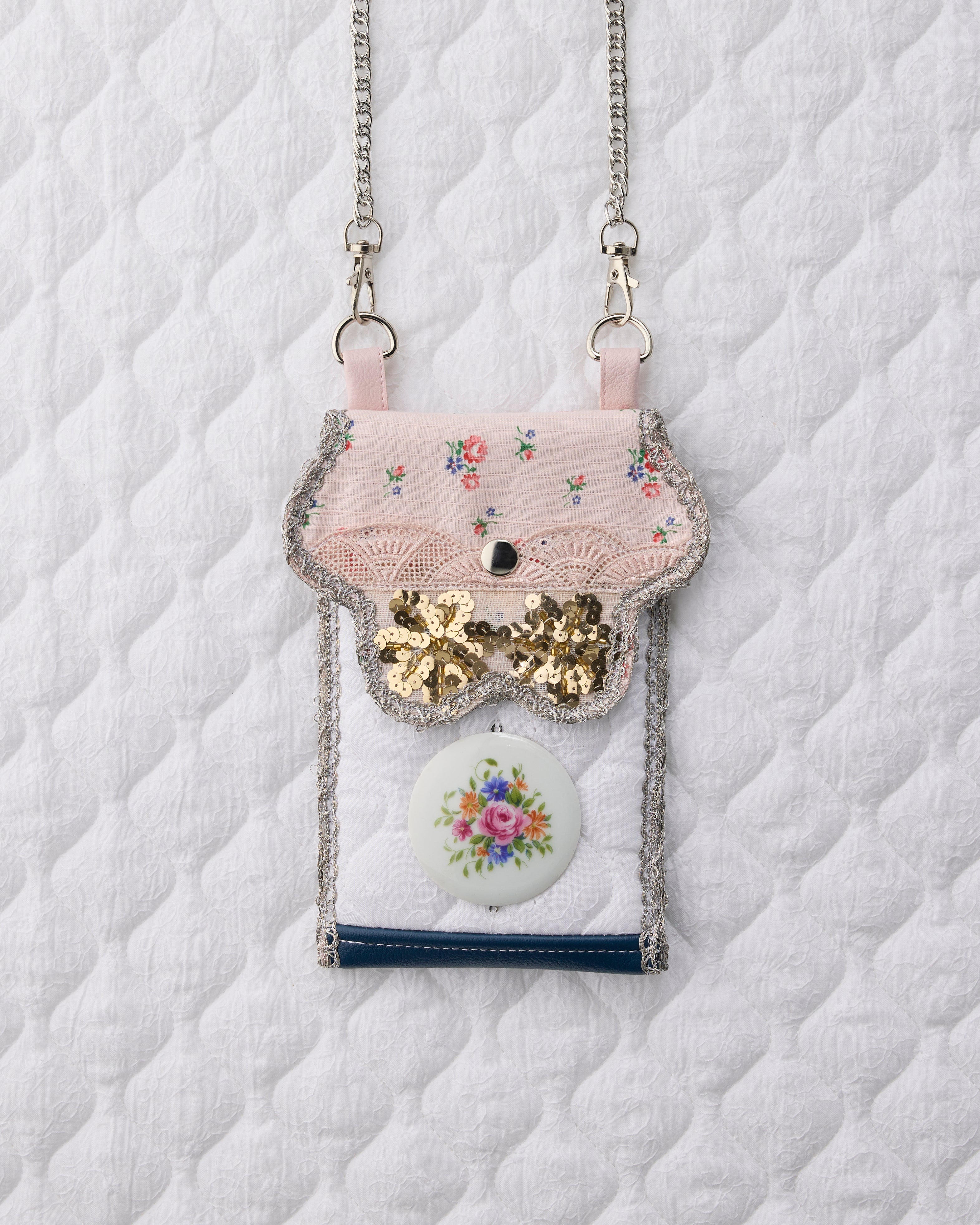 ノリエノモト paris special twinkle wave phone holder パリスペ 限定 スマホショルダー 前後ポケット付き ヴィンテージリボン