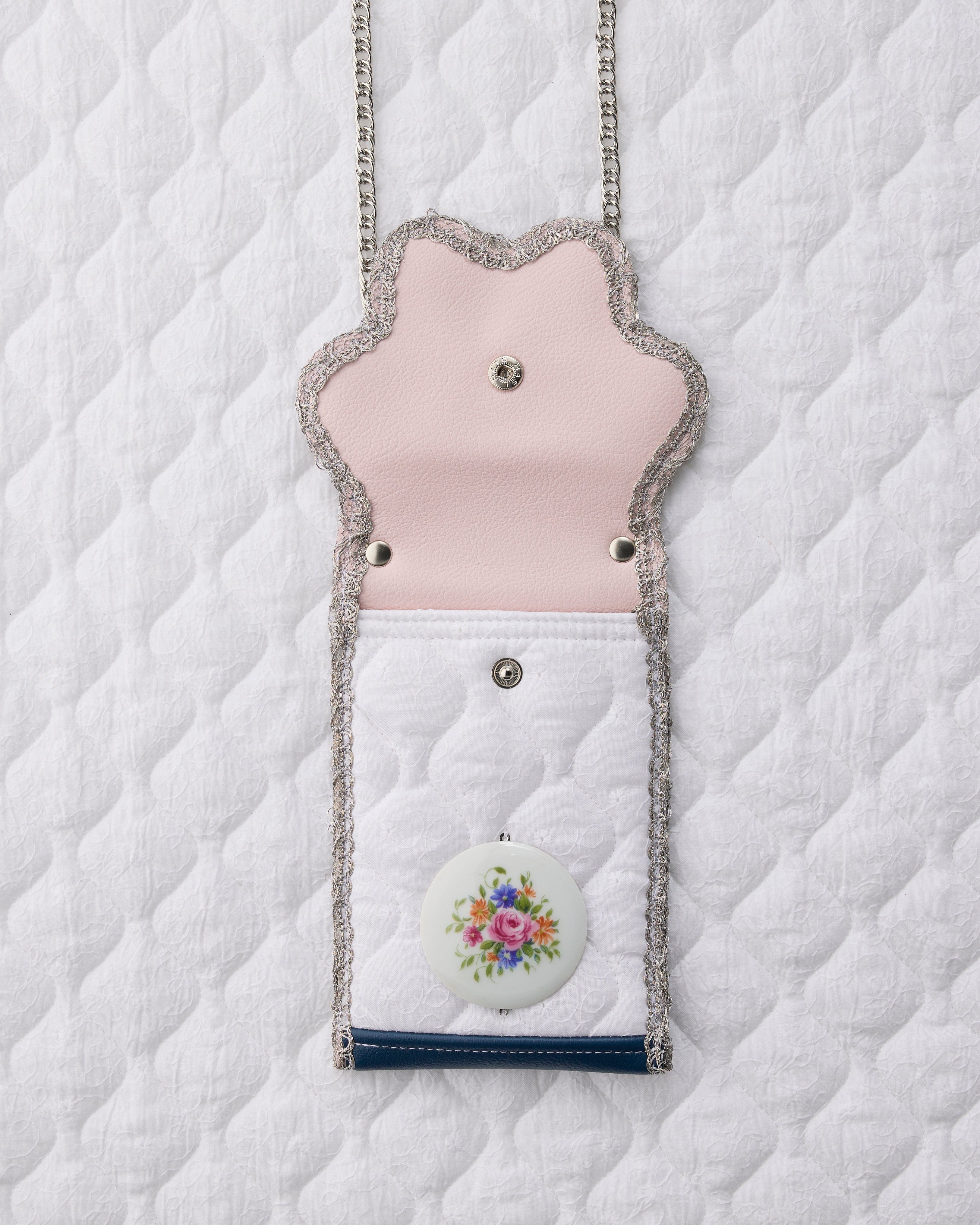 ノリエノモト paris special twinkle wave phone holder パリスペ 限定 スマホショルダー 前後ポケット付き ヴィンテージリボン