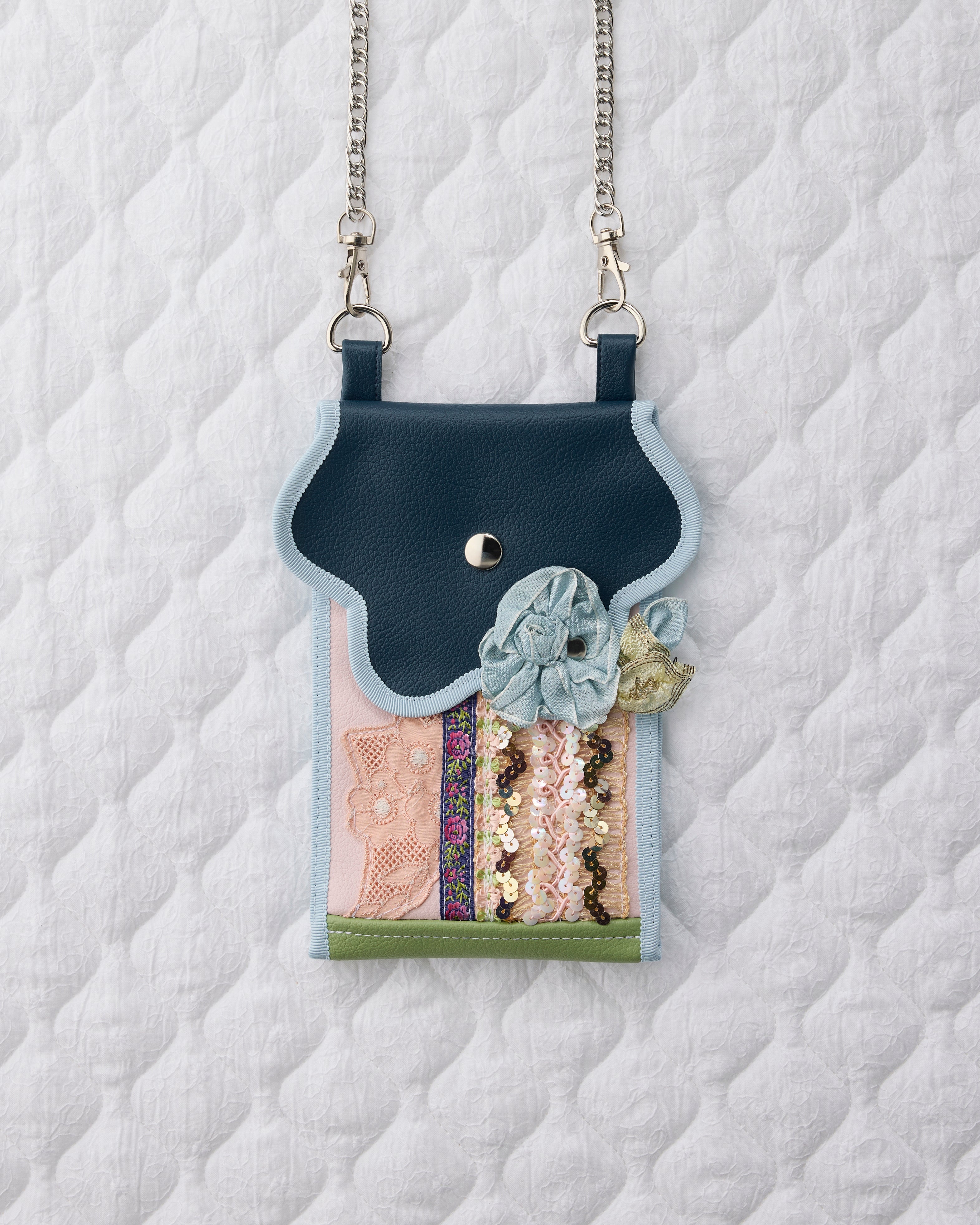 ノリエノモト paris special twinkle wave phone holder パリスペ 限定 スマホショルダー 前後ポケット付き ヴィンテージリボン