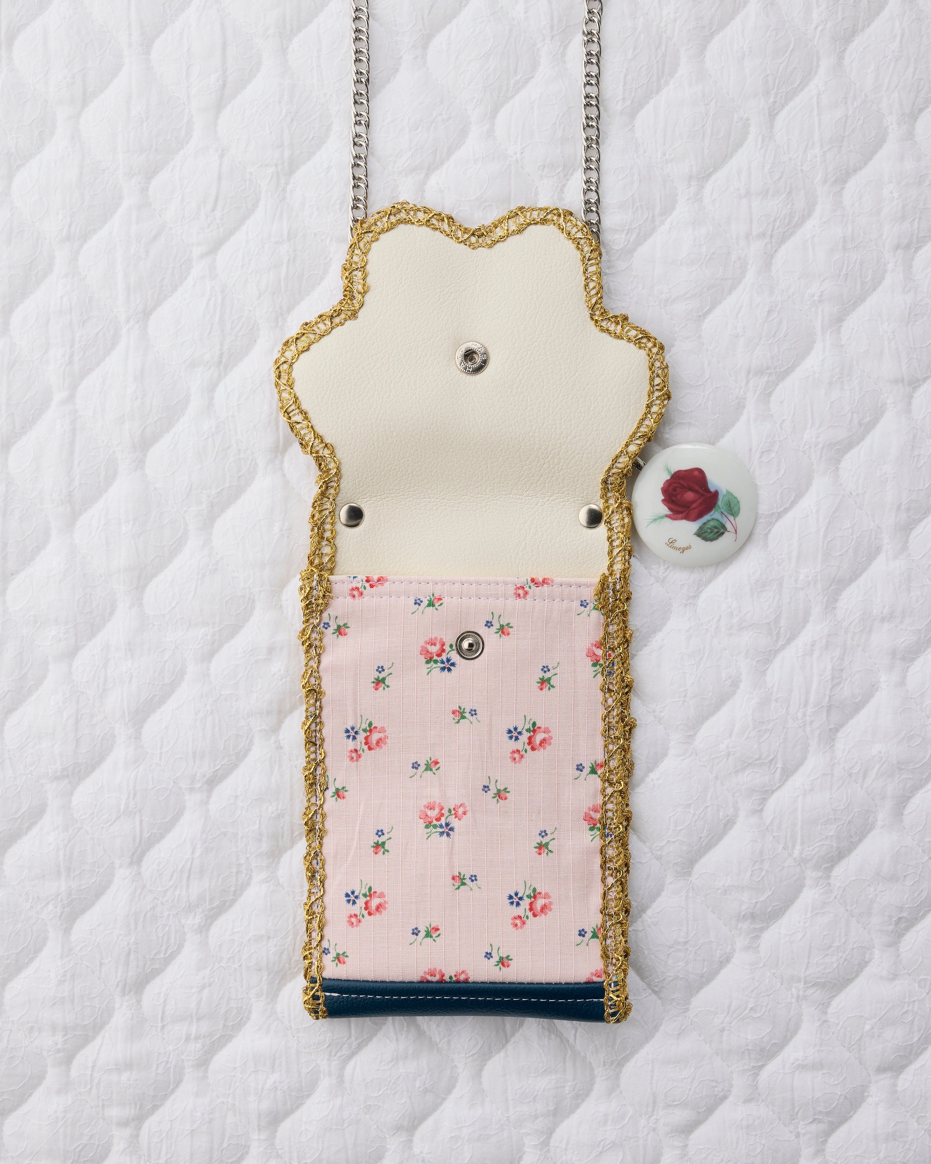 ノリエノモト paris special twinkle wave phone holder パリスペ 限定 スマホショルダー 前後ポケット付き ヴィンテージリボン