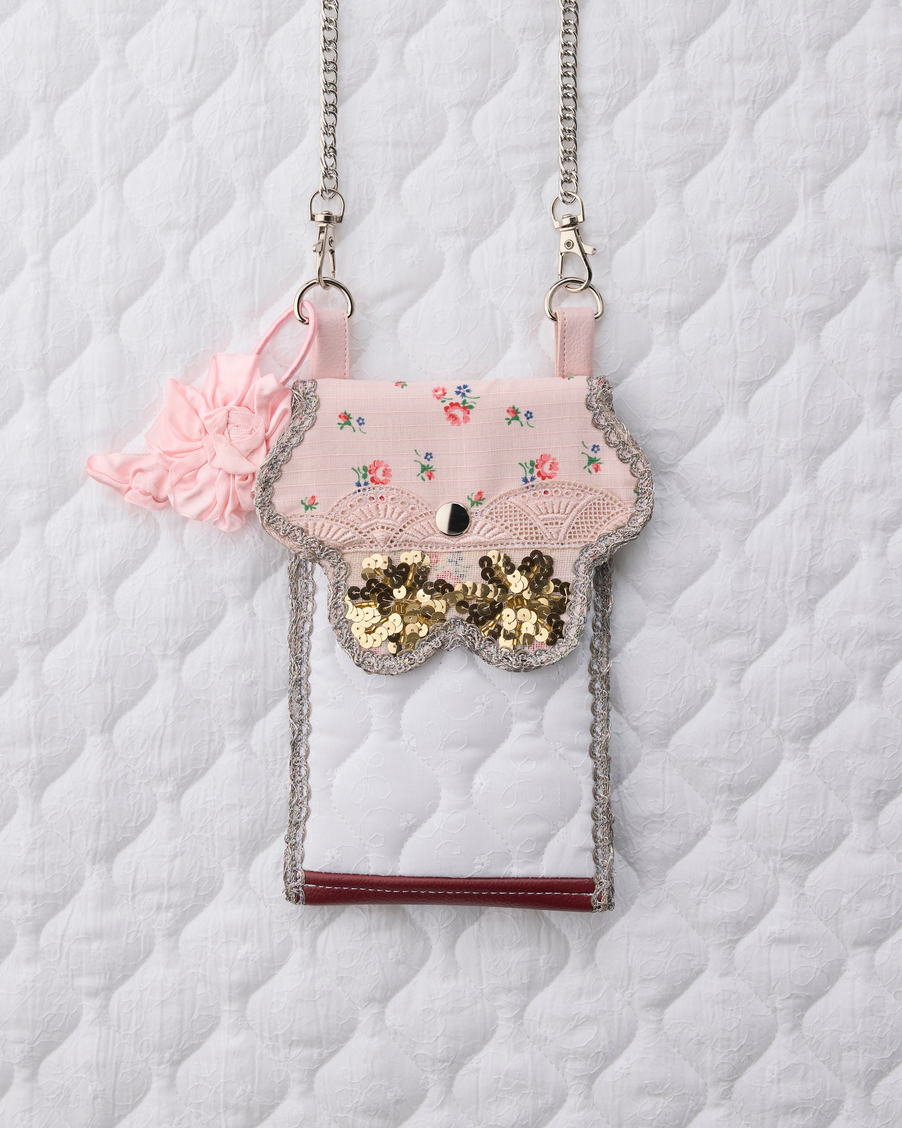 ノリエノモト paris special twinkle wave phone holder パリスペ 限定 スマホショルダー 前後ポケット付き ヴィンテージリボン