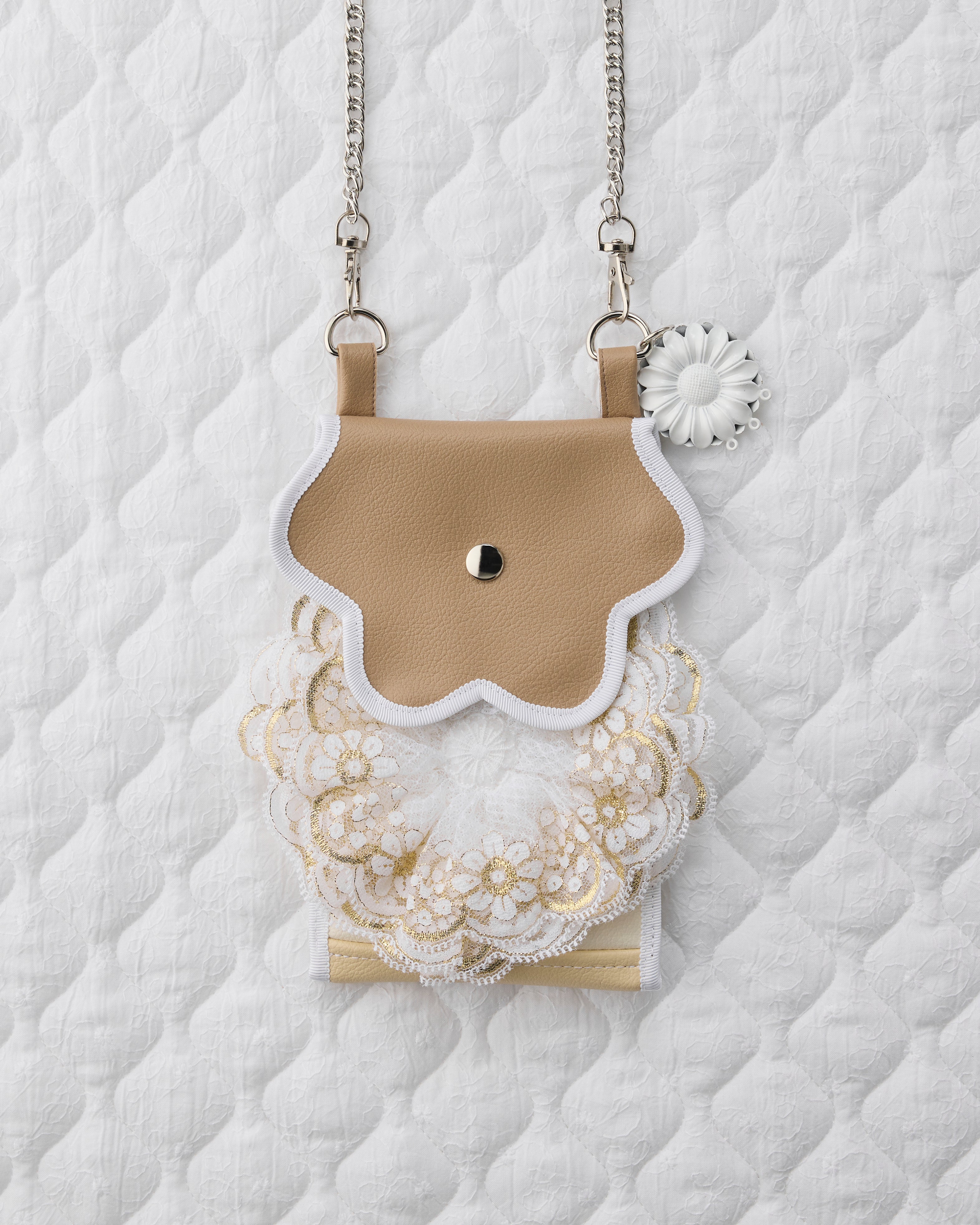 ノリエノモト paris special twinkle wave phone holder パリスペ 限定 スマホショルダー 前後ポケット付き ヴィンテージリボン