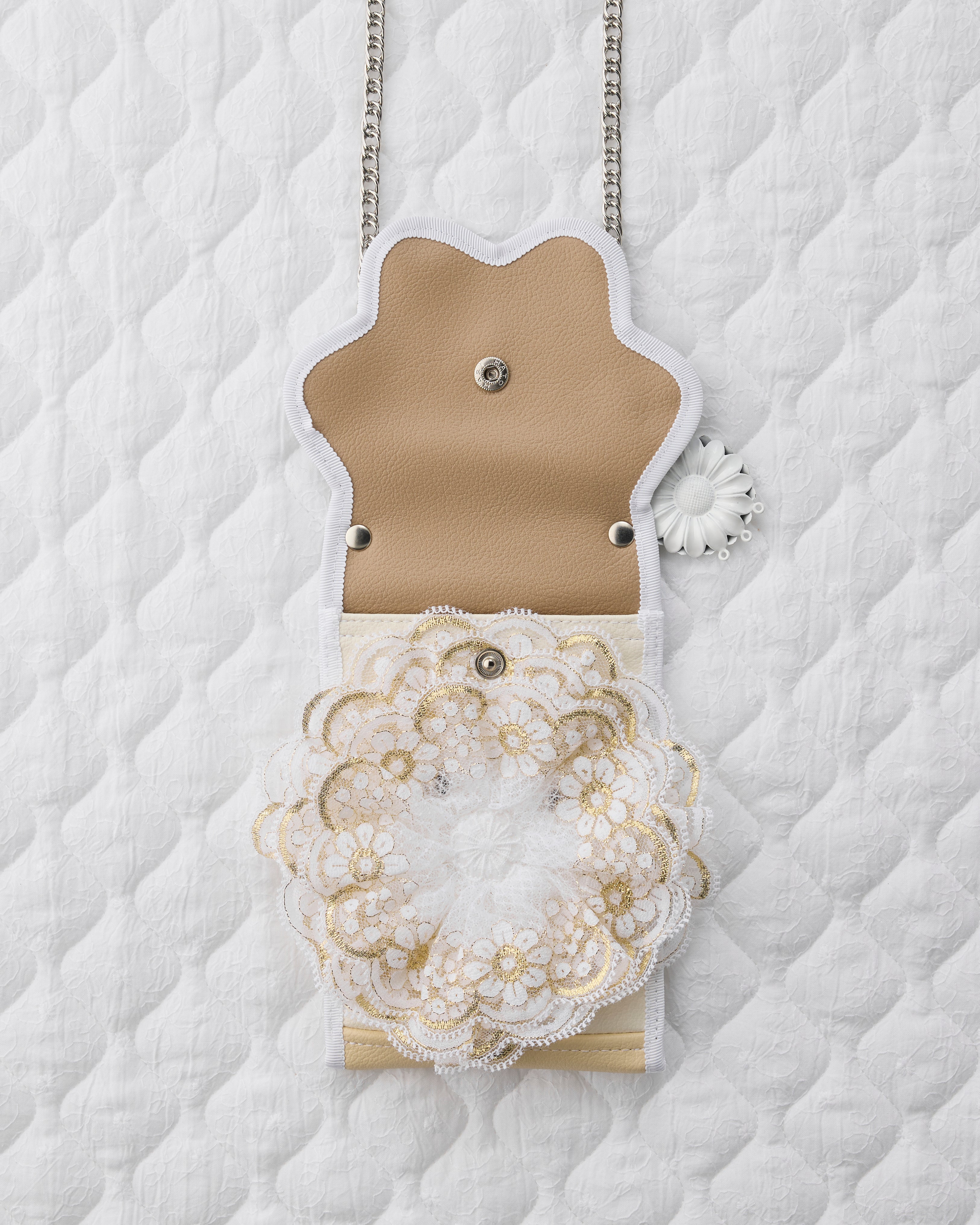 ノリエノモト paris special twinkle wave phone holder パリスペ 限定 スマホショルダー 前後ポケット付き ヴィンテージリボン