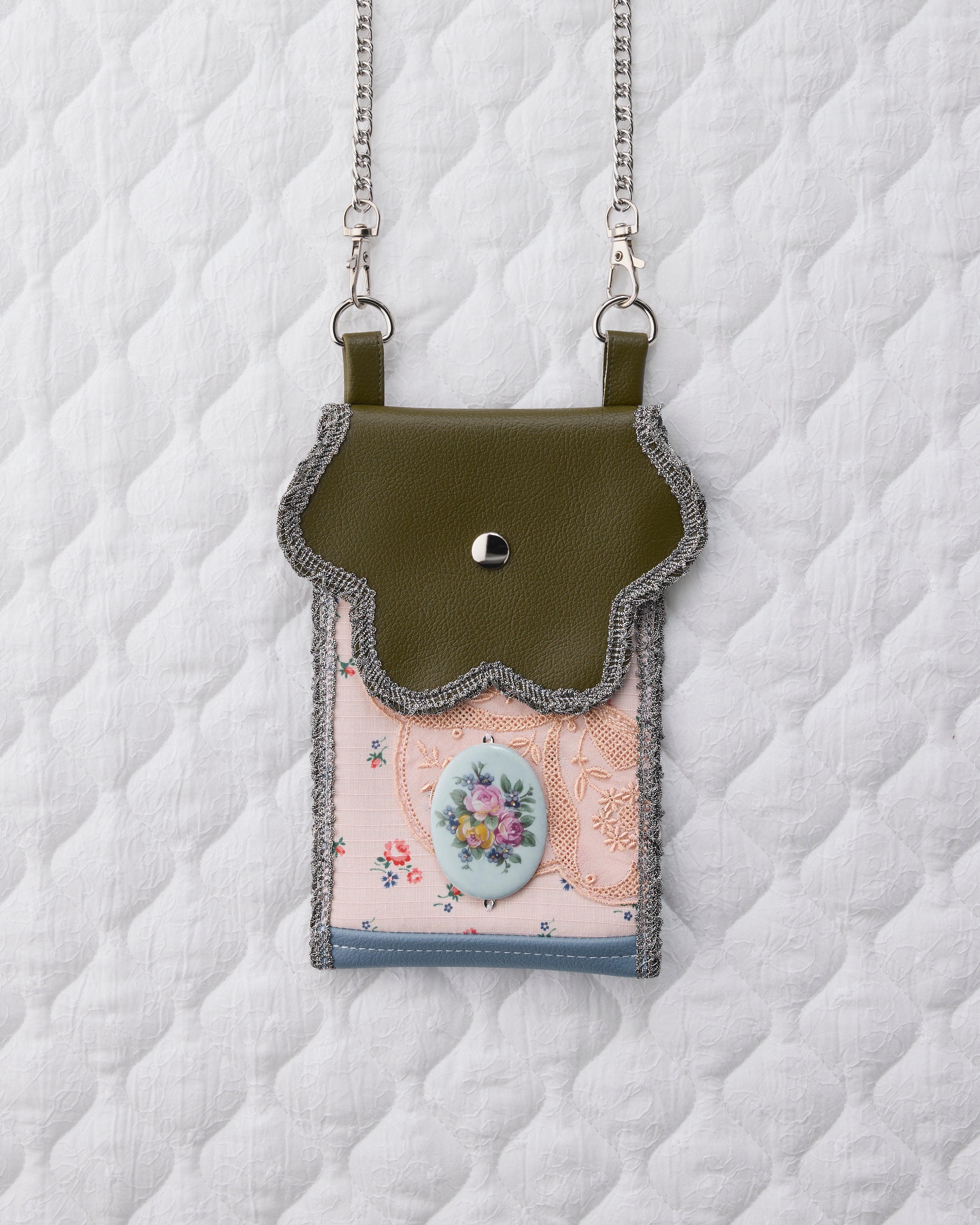 ノリエノモト paris special twinkle wave phone holder パリスペ 限定 スマホショルダー 前後ポケット付き ヴィンテージリボン