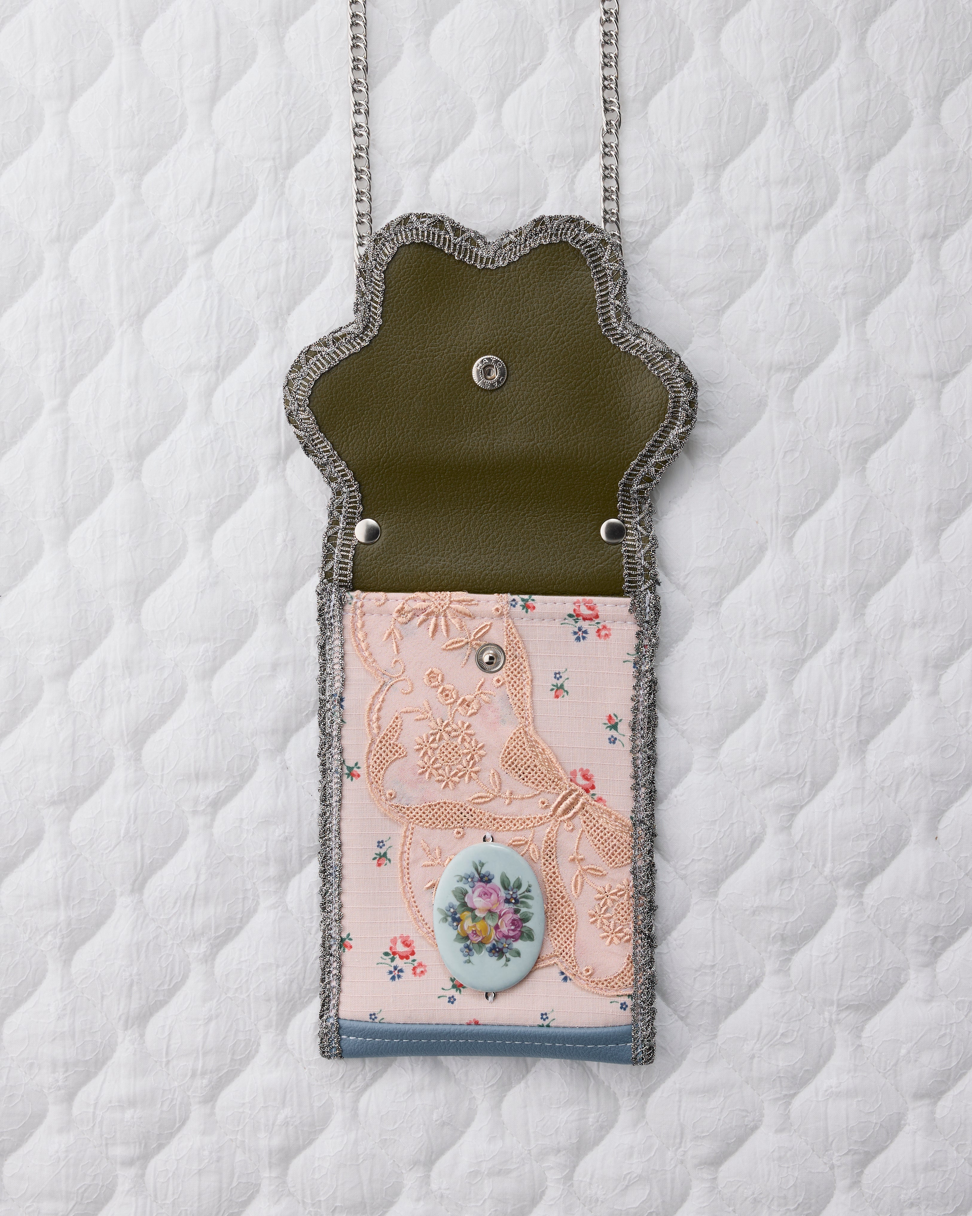 ノリエノモト paris special twinkle wave phone holder パリスペ 限定 スマホショルダー 前後ポケット付き ヴィンテージリボン