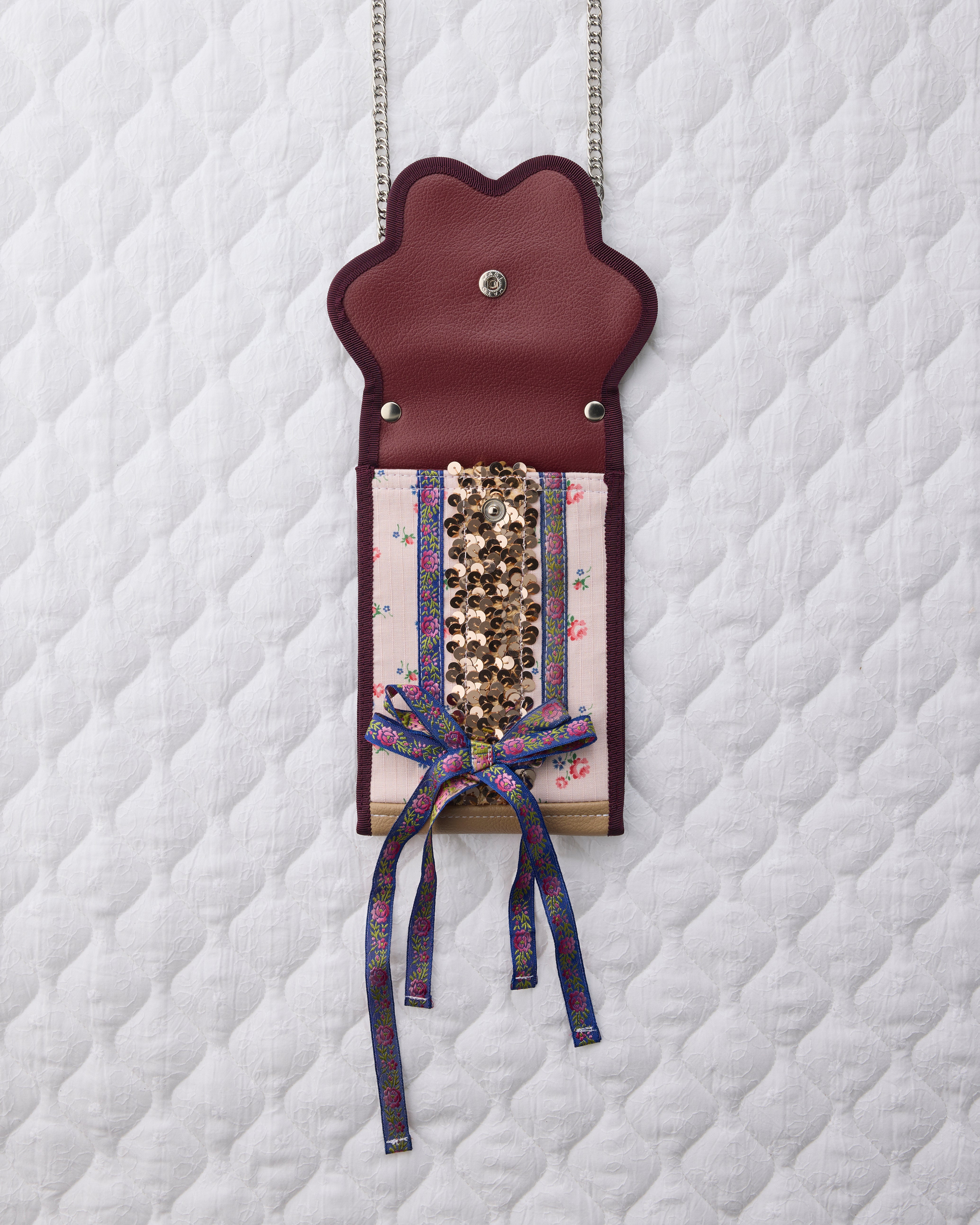 ノリエノモト paris special twinkle wave phone holder パリスペ 限定 スマホショルダー 前後ポケット付き ヴィンテージリボン