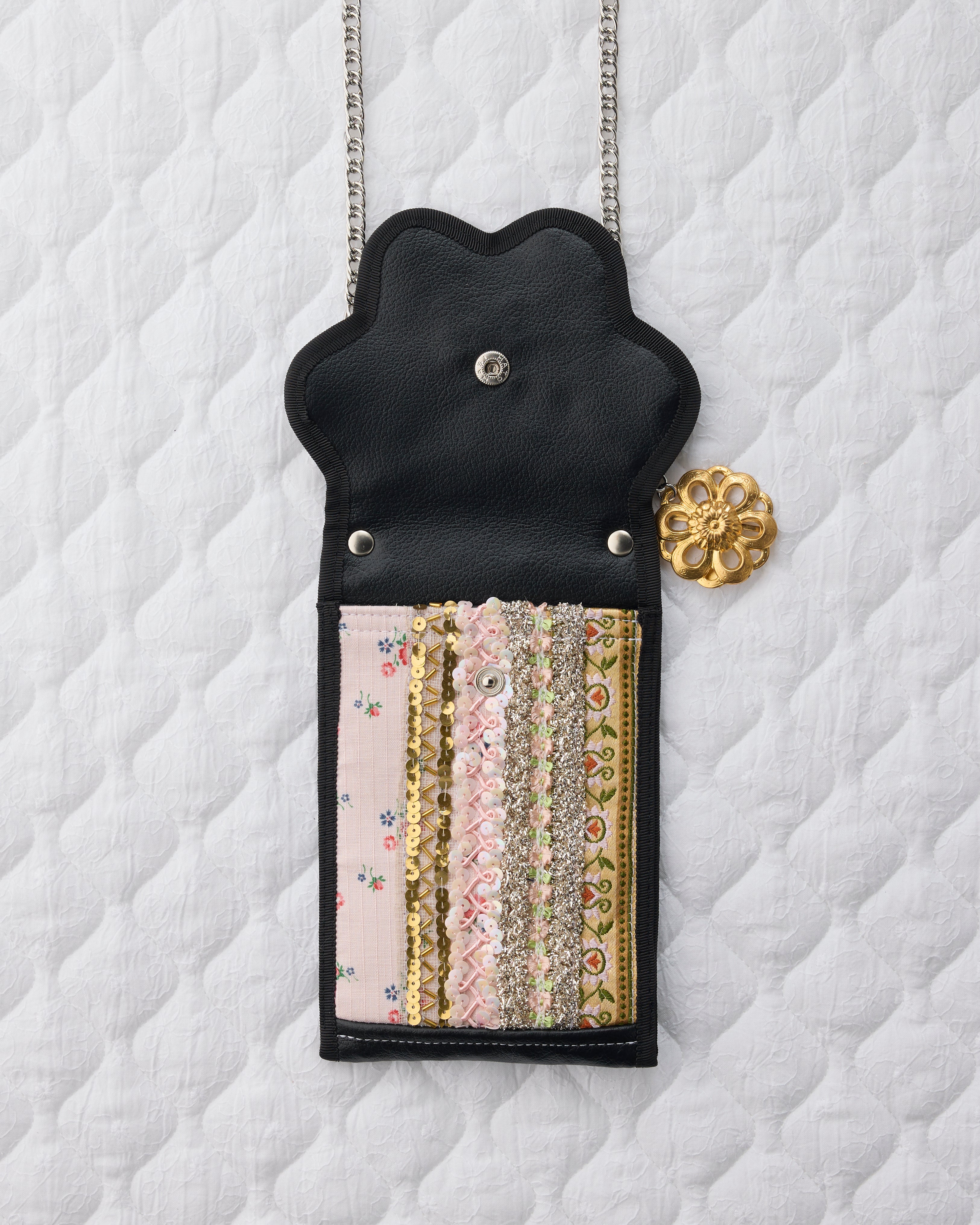 ノリエノモト paris special twinkle wave phone holder パリスペ 限定 スマホショルダー 前後ポケット付き ヴィンテージリボン