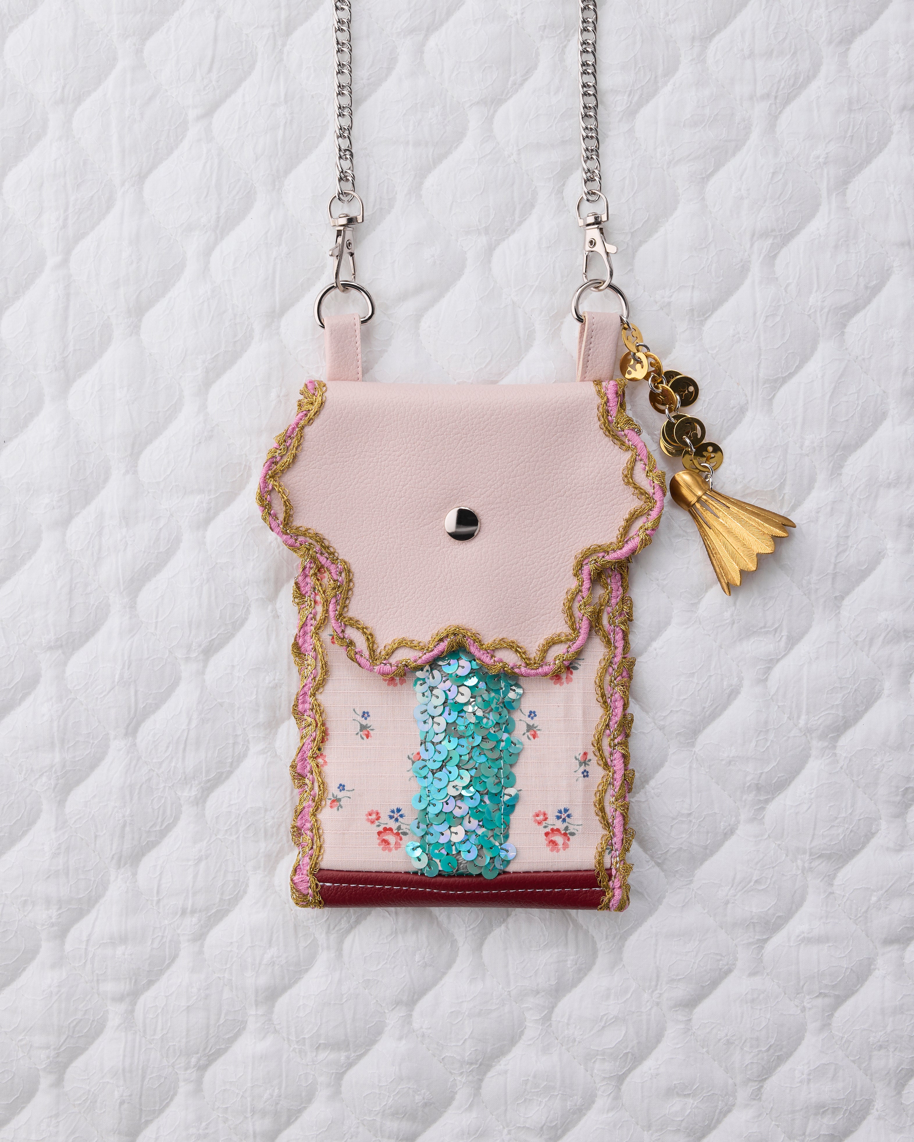 ノリエノモト paris special twinkle wave phone holder パリスペ 限定 スマホショルダー 前後ポケット付き ヴィンテージリボン