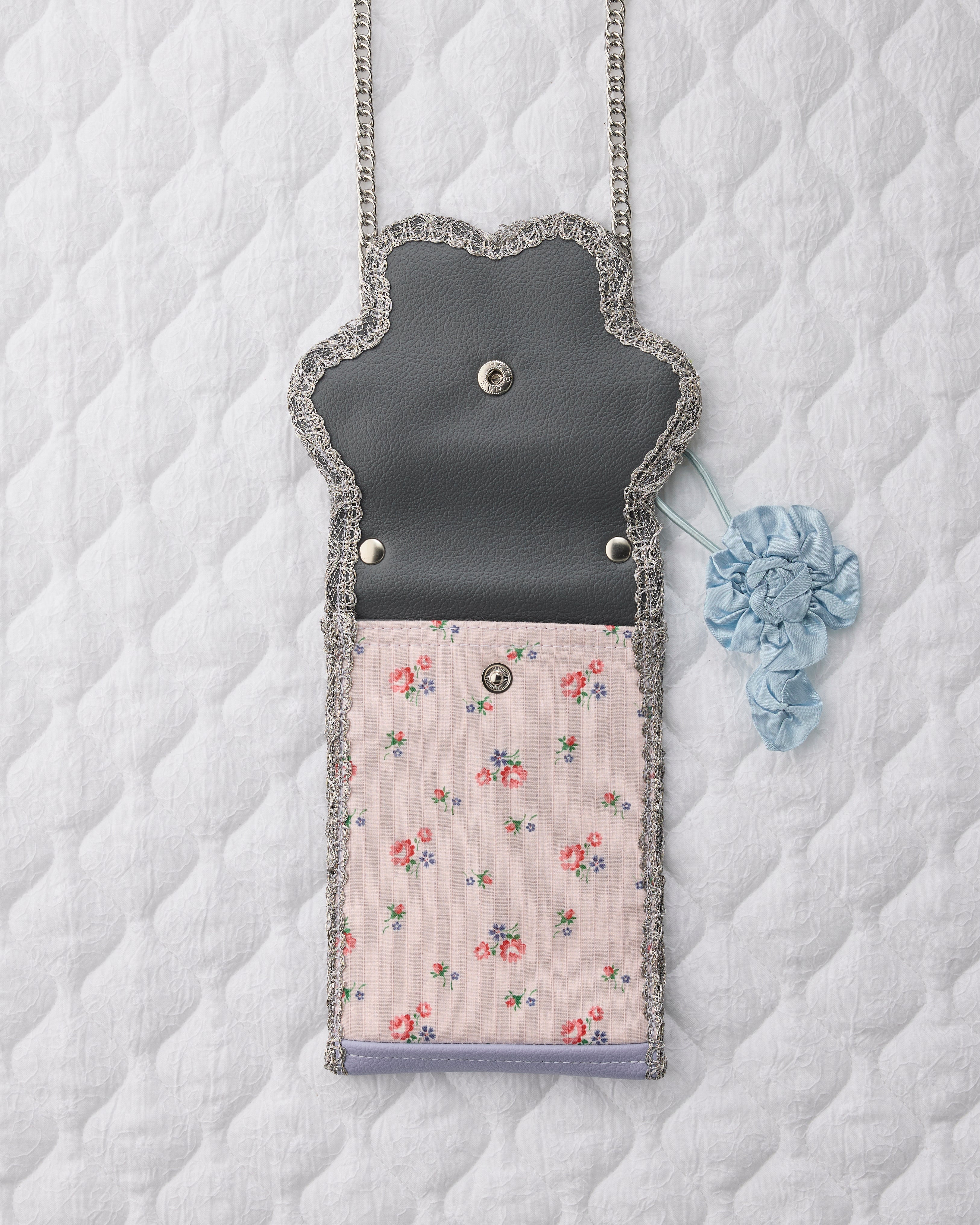 ノリエノモト paris special twinkle wave phone holder パリスペ 限定 スマホショルダー 前後ポケット付き ヴィンテージリボン