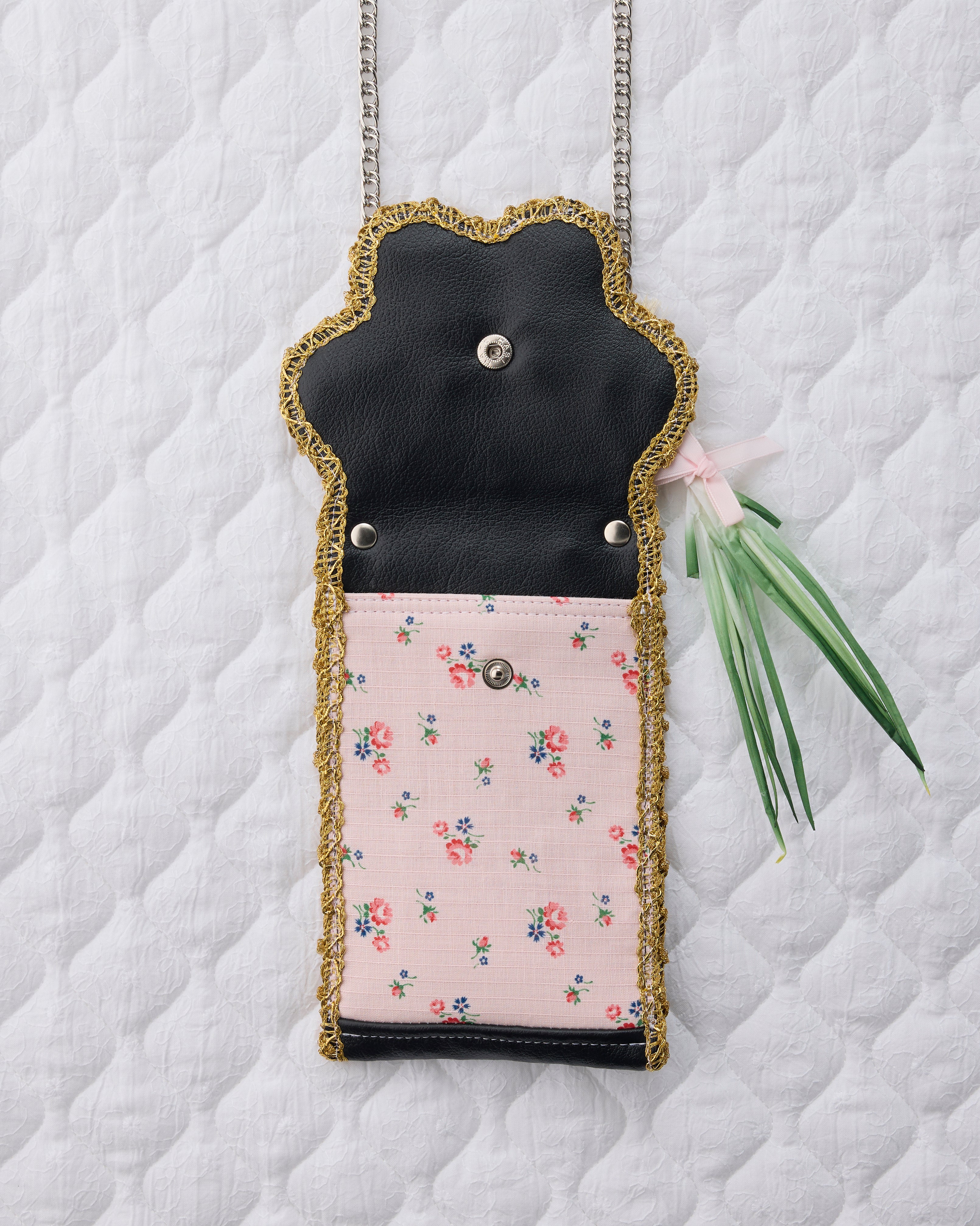 ノリエノモト paris special twinkle wave phone holder パリスペ 限定 スマホショルダー 前後ポケット付き ヴィンテージリボン