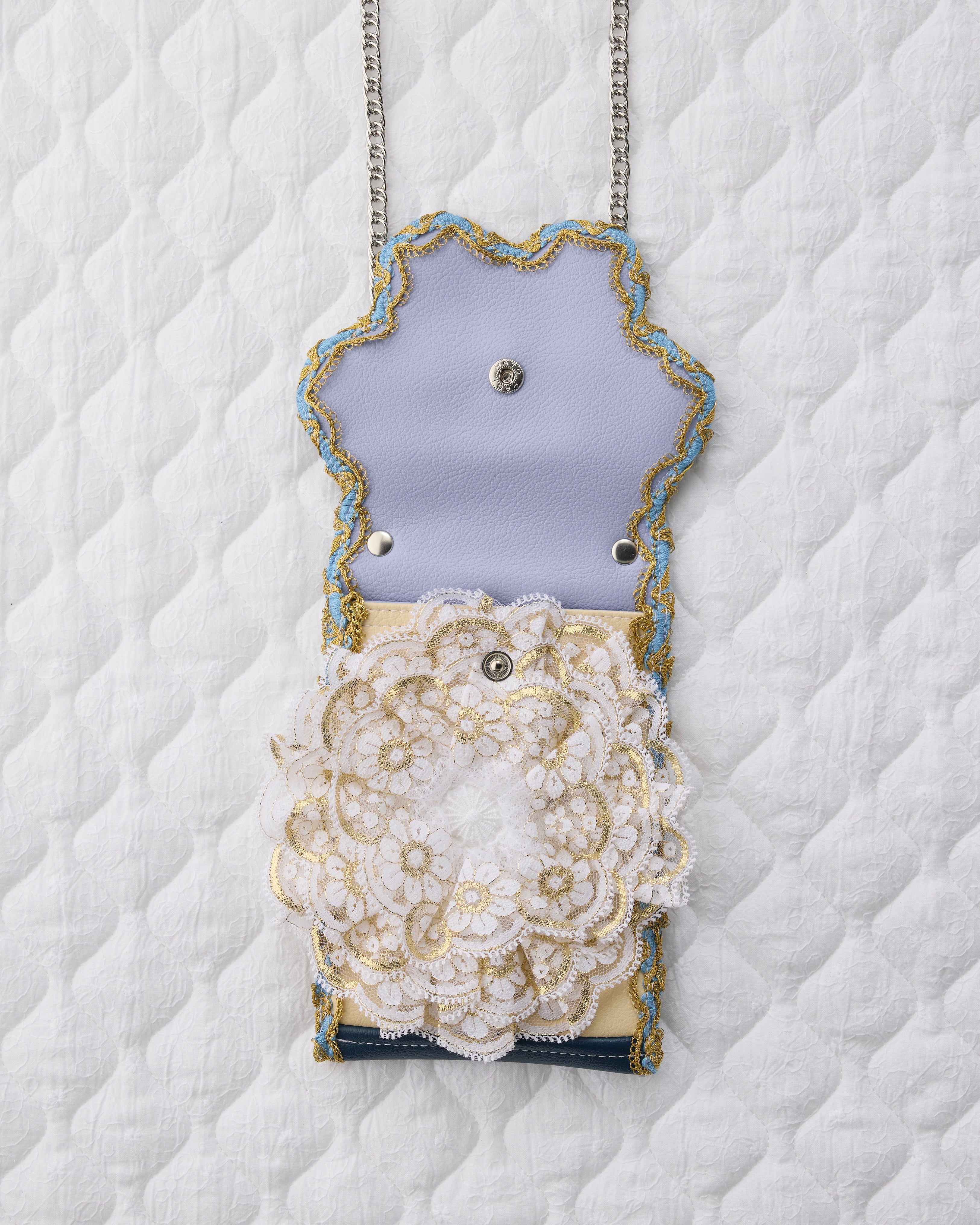 ノリエノモト paris special twinkle wave phone holder パリスペ 限定 スマホショルダー 前後ポケット付き ヴィンテージリボン