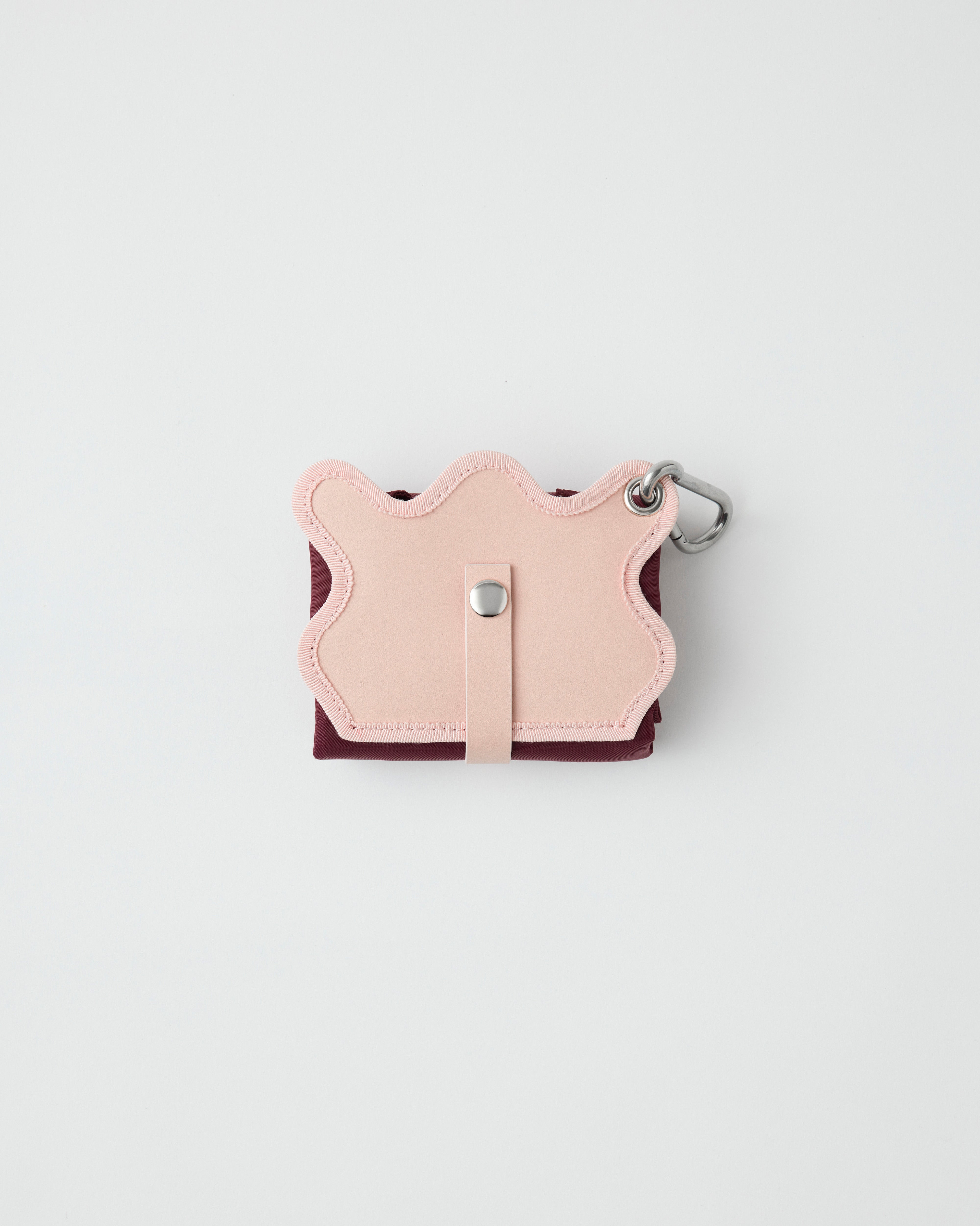 wave foldable bag / bordeaux × powder pink – nori enomoto