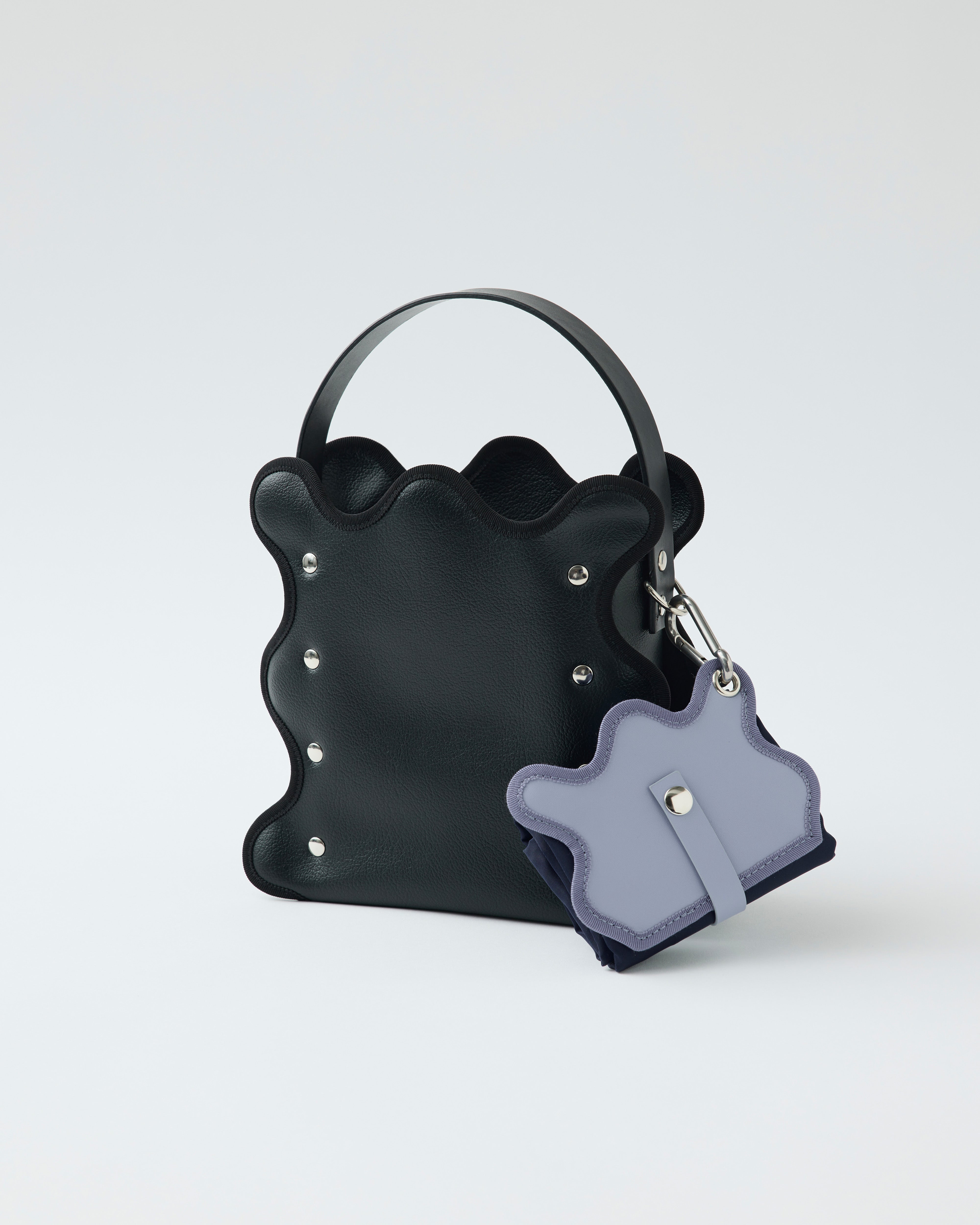 wave foldable bag / bordeaux × powder pink – nori enomoto
