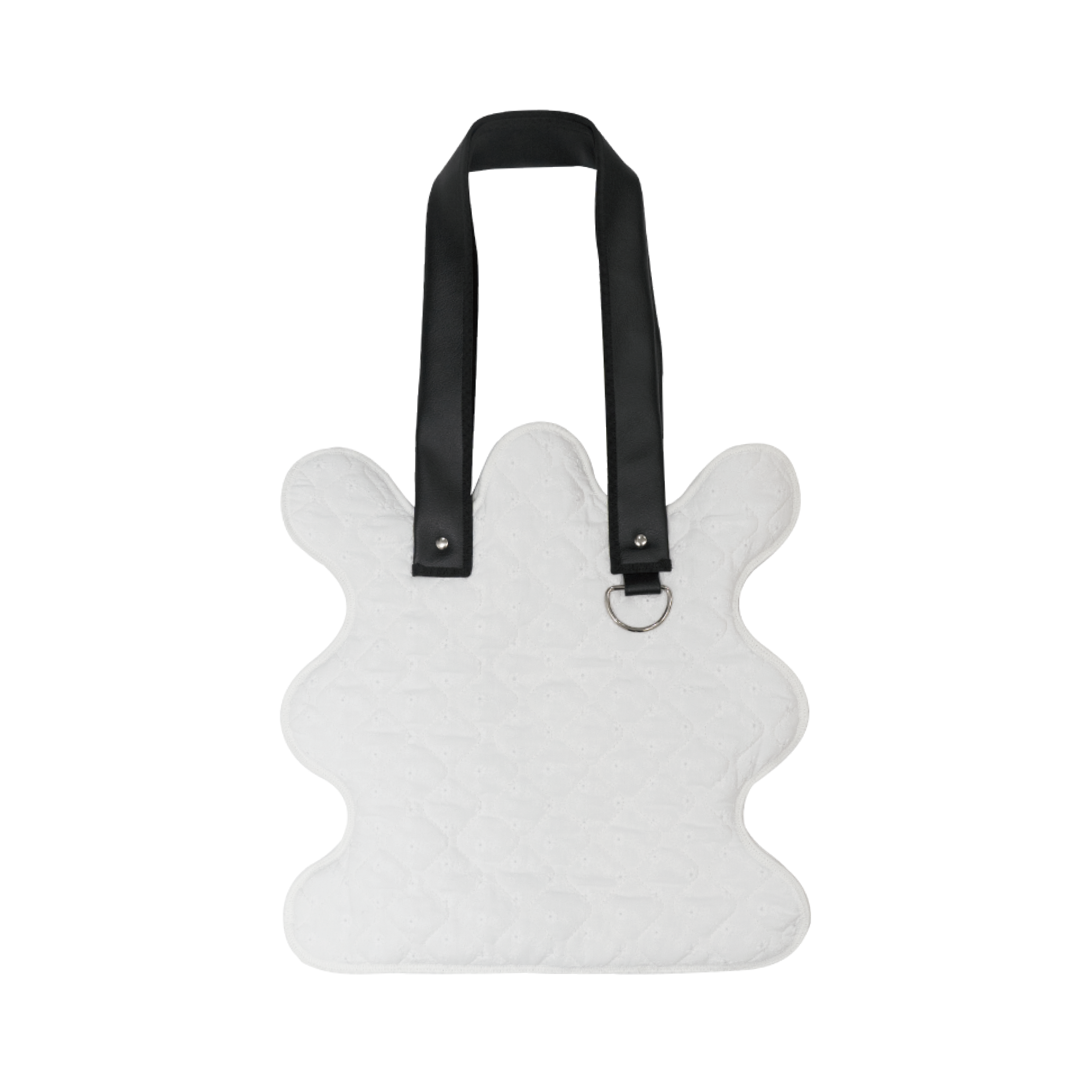 nori enomoto　wave tote bag　ブランドのシグネチャーである波打つシルエットが特徴のトートバッグ。A4対応サイズで、通勤・通学や日常使いにも便利。チャームが取り付けられるDカン付き。