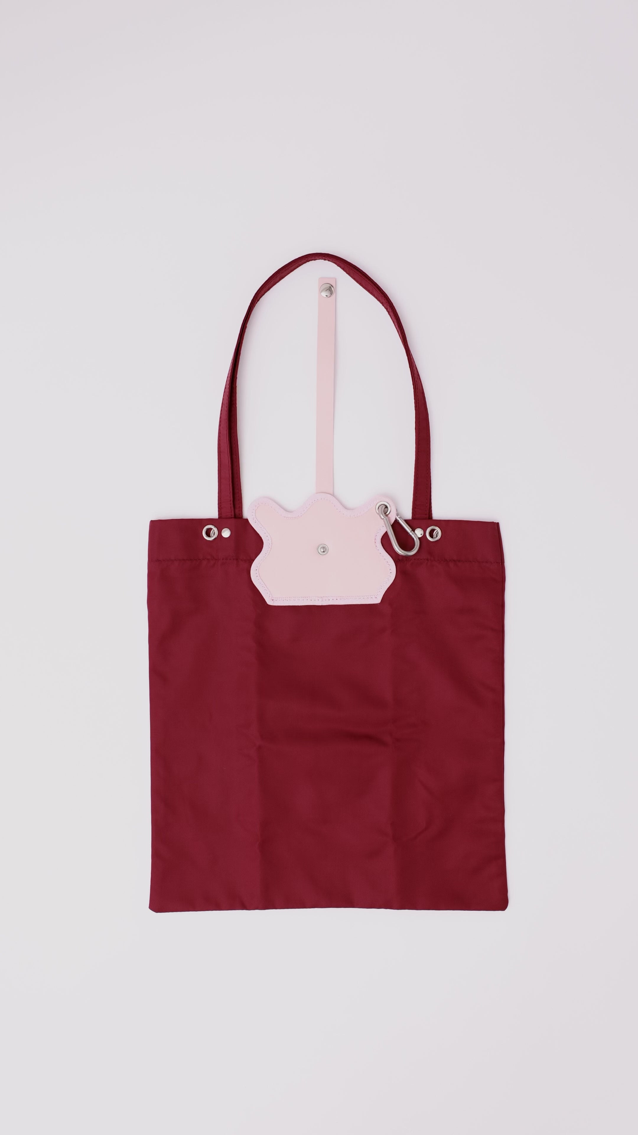 wave foldable bag / bordeaux × powder pink – nori enomoto
